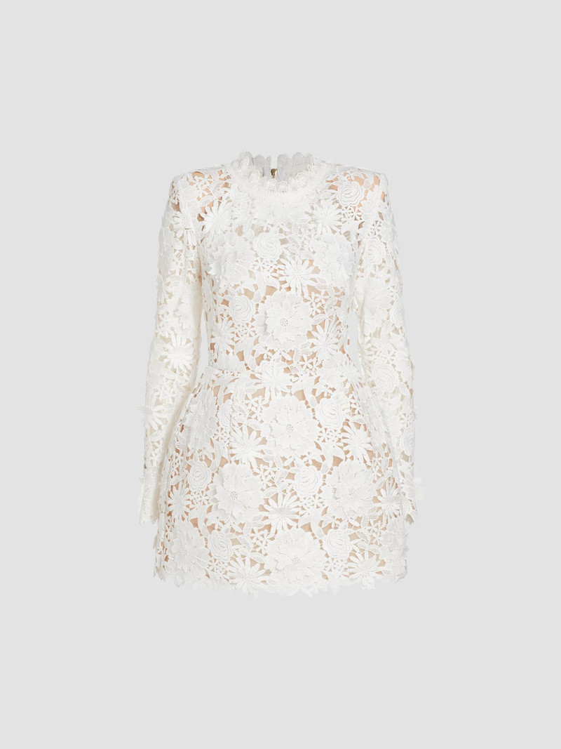 Women's Maia Lace Long-Sleeve Minidress - White 1