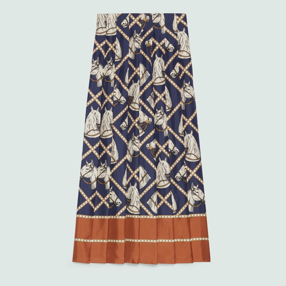 Check equestrian print silk skirt - 1