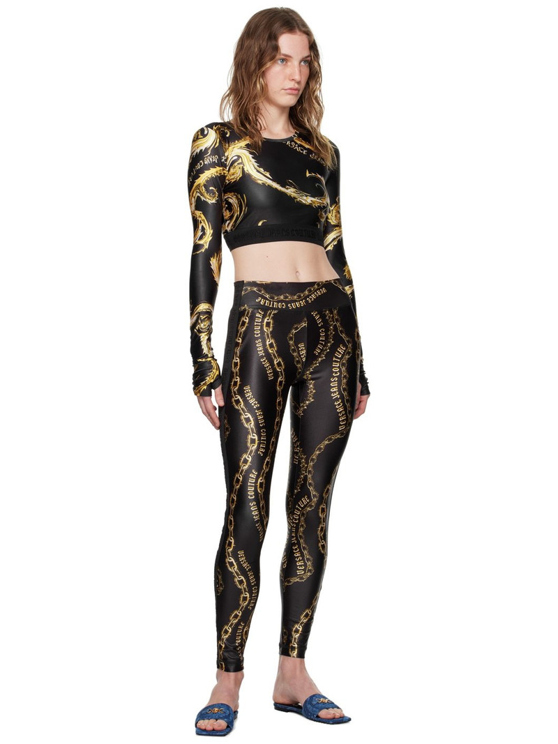 VERSACE JEANS COUTURE Black & Gold Chromo Couture Long Sleeve T-Shirt outlook