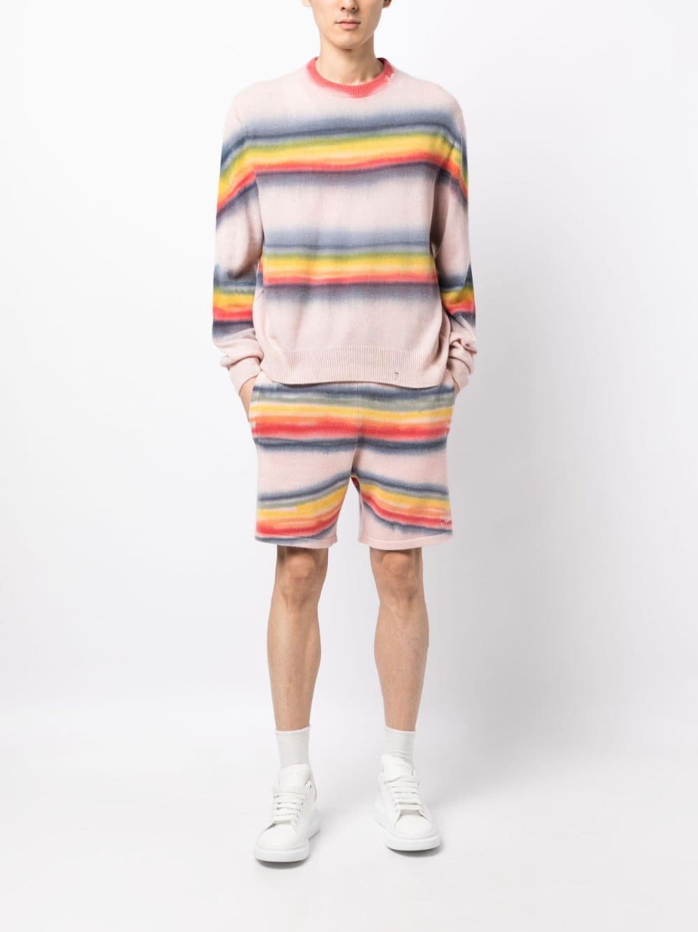 rainbow tie-dye track shorts - 2
