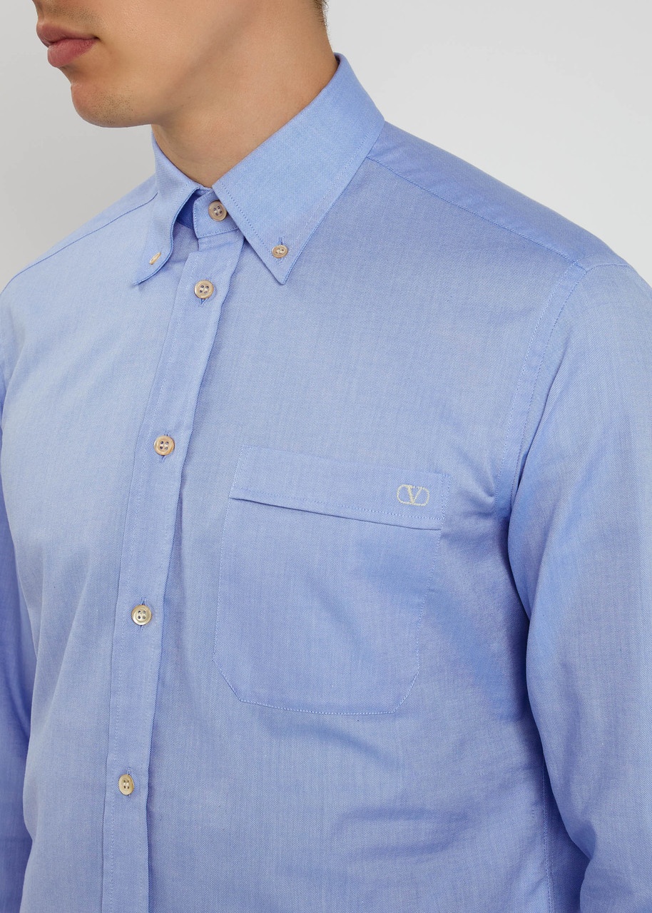 Valentino Garavani Logo-embroidered Cotton Oxford Shirt - 5