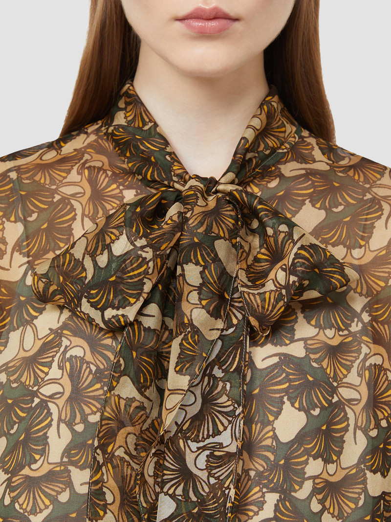 Women's Printed Silk Chiffon Blouse - Natural 4