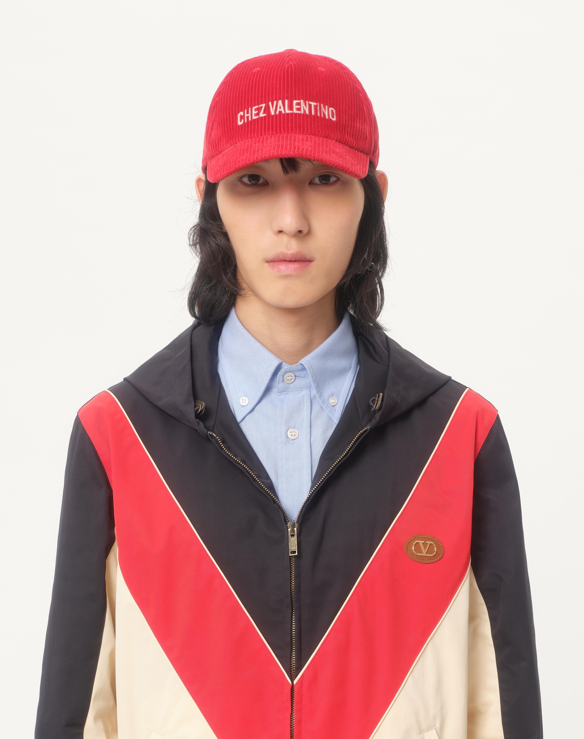NYLON HOODED WINDBREAKER WITH VLOGO PATCH - 4