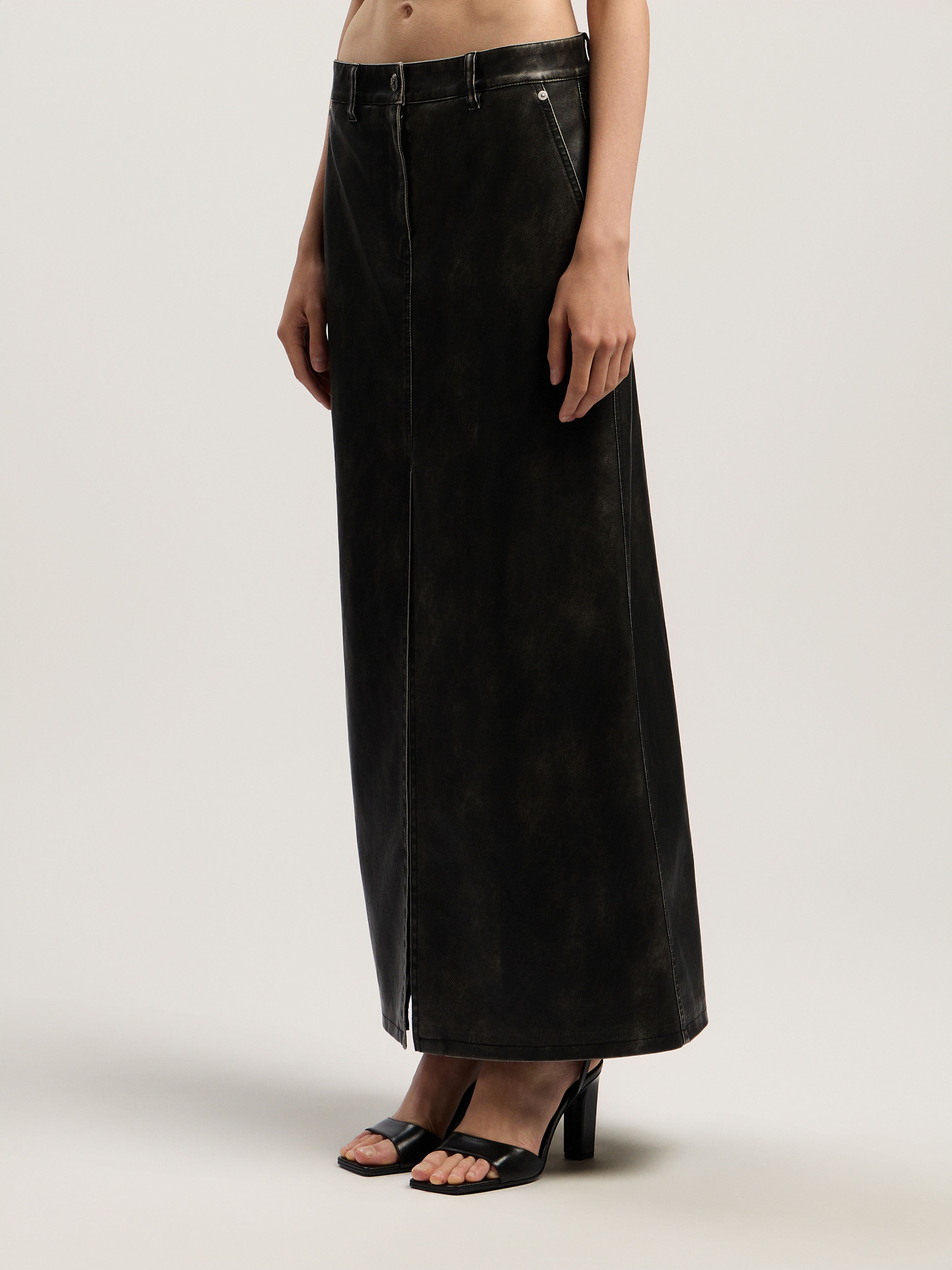 Curved Logo Coated Long Skirt - 3