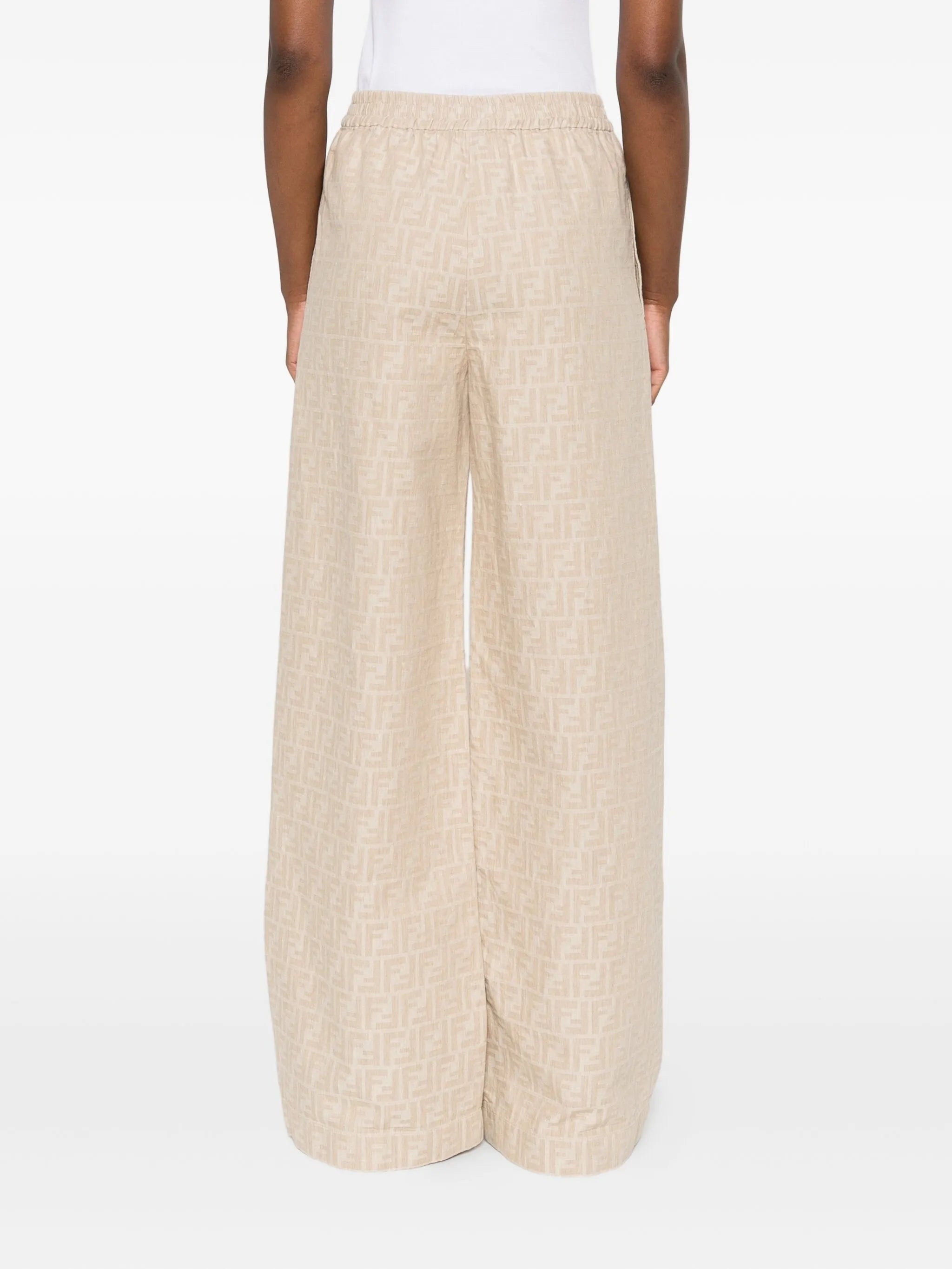 Fendi FF-jacquard Elasticated-waist Trousers - 4
