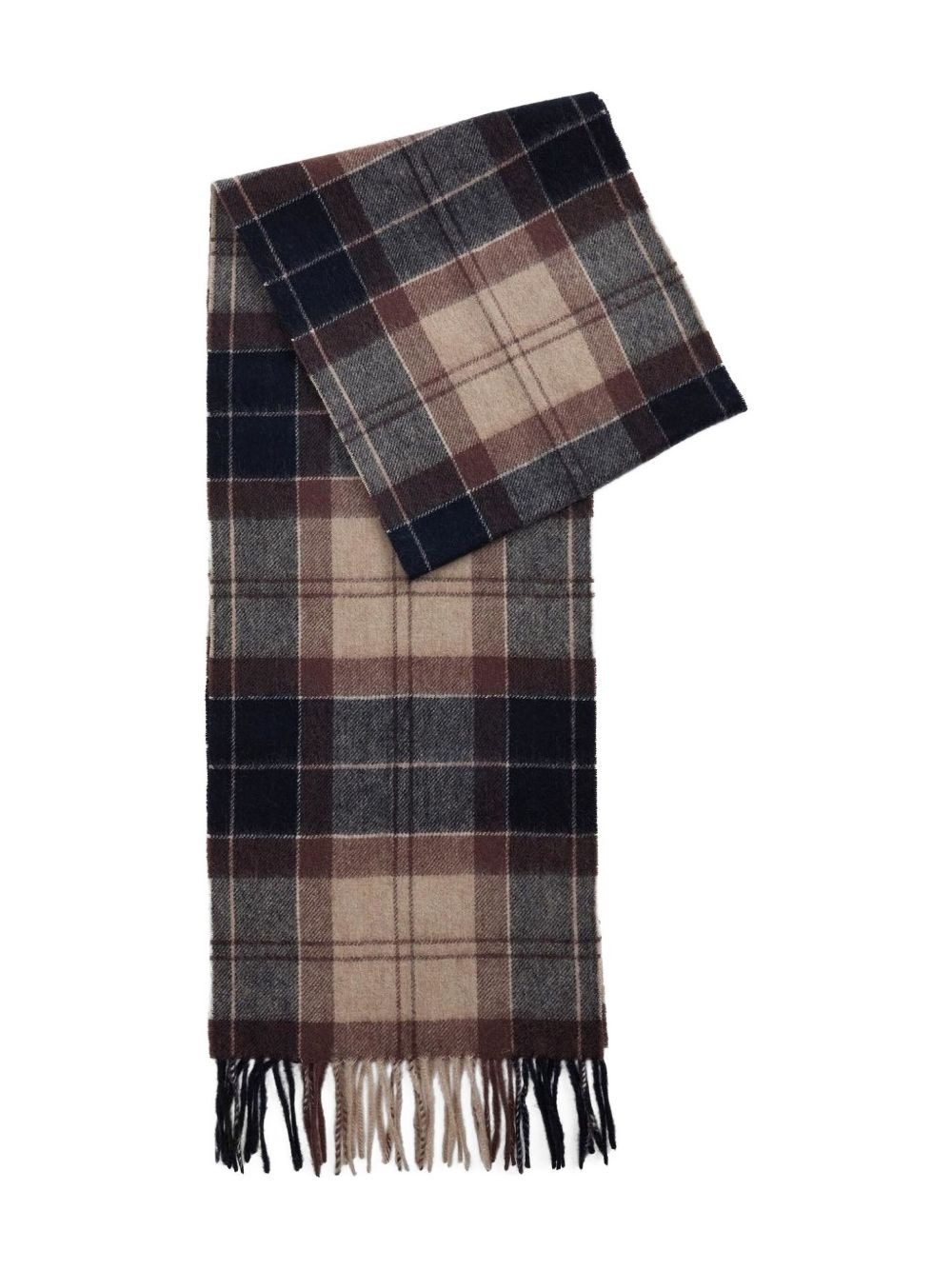 tartan-fringed scarf - 1