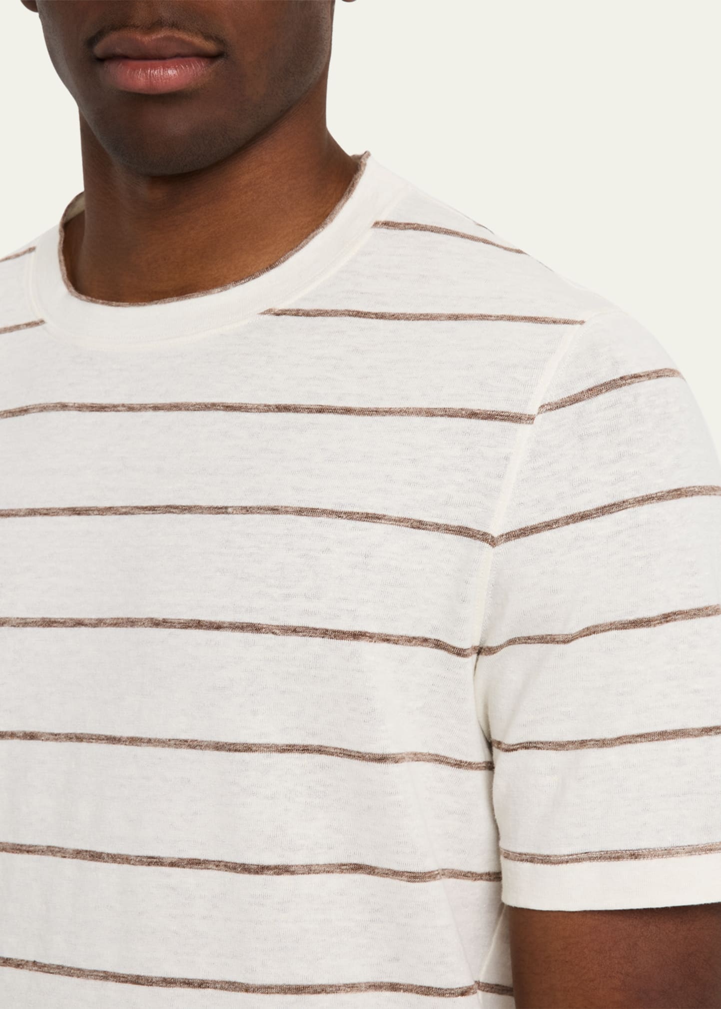 Men's Linen-Cotton Stripe Crewneck T-Shirt - 5