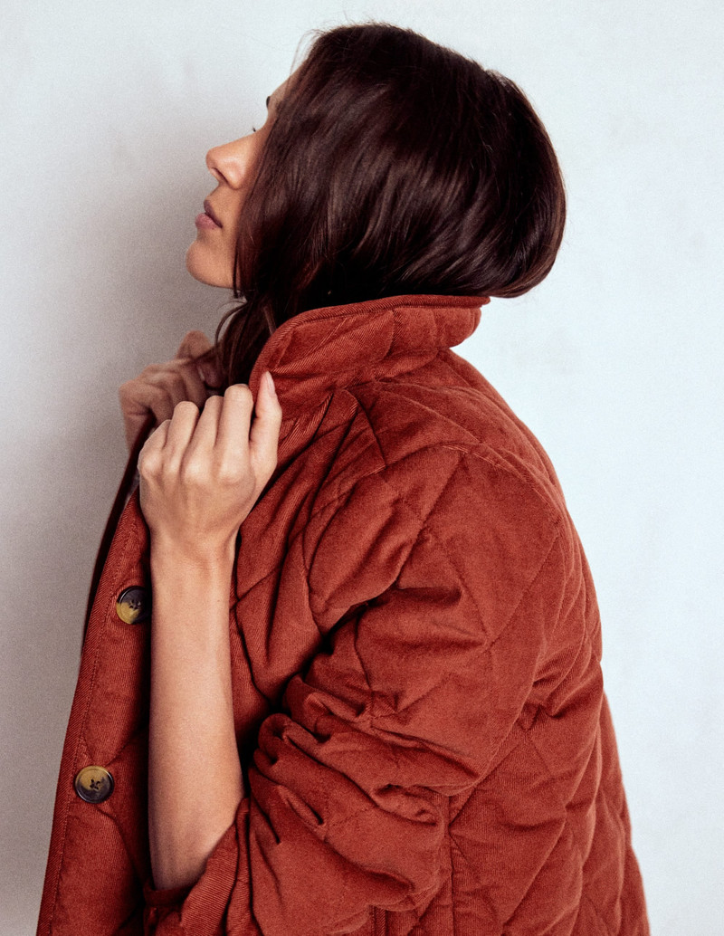 Fitzrovia Quilted Cord Jacket-Fire Brick Red 3