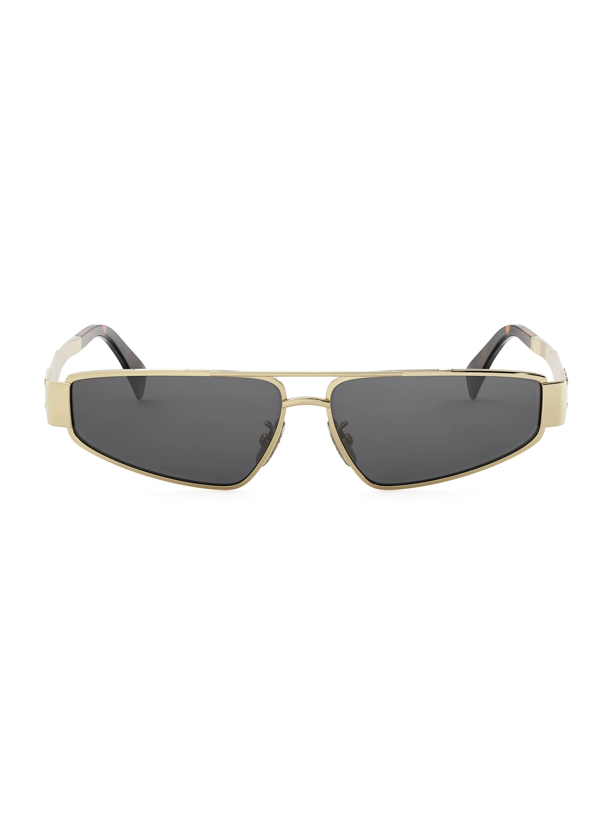 Men's Metal Triomphe 59MM Geometric Sunglasses - Shiny Endura Gold Smoke - 1