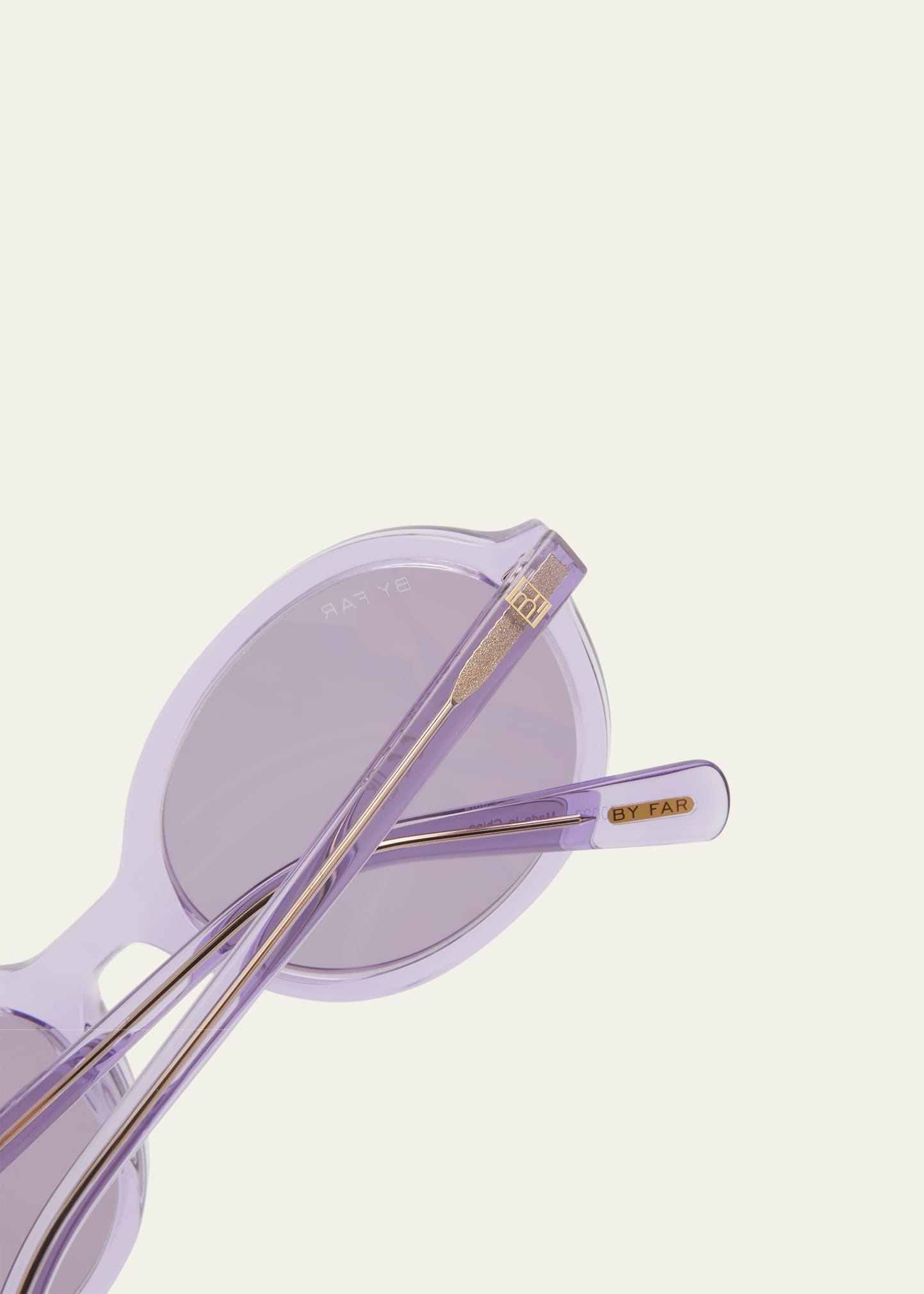 Velvet Semi-Transparent Round Acetate Sunglasses - 5