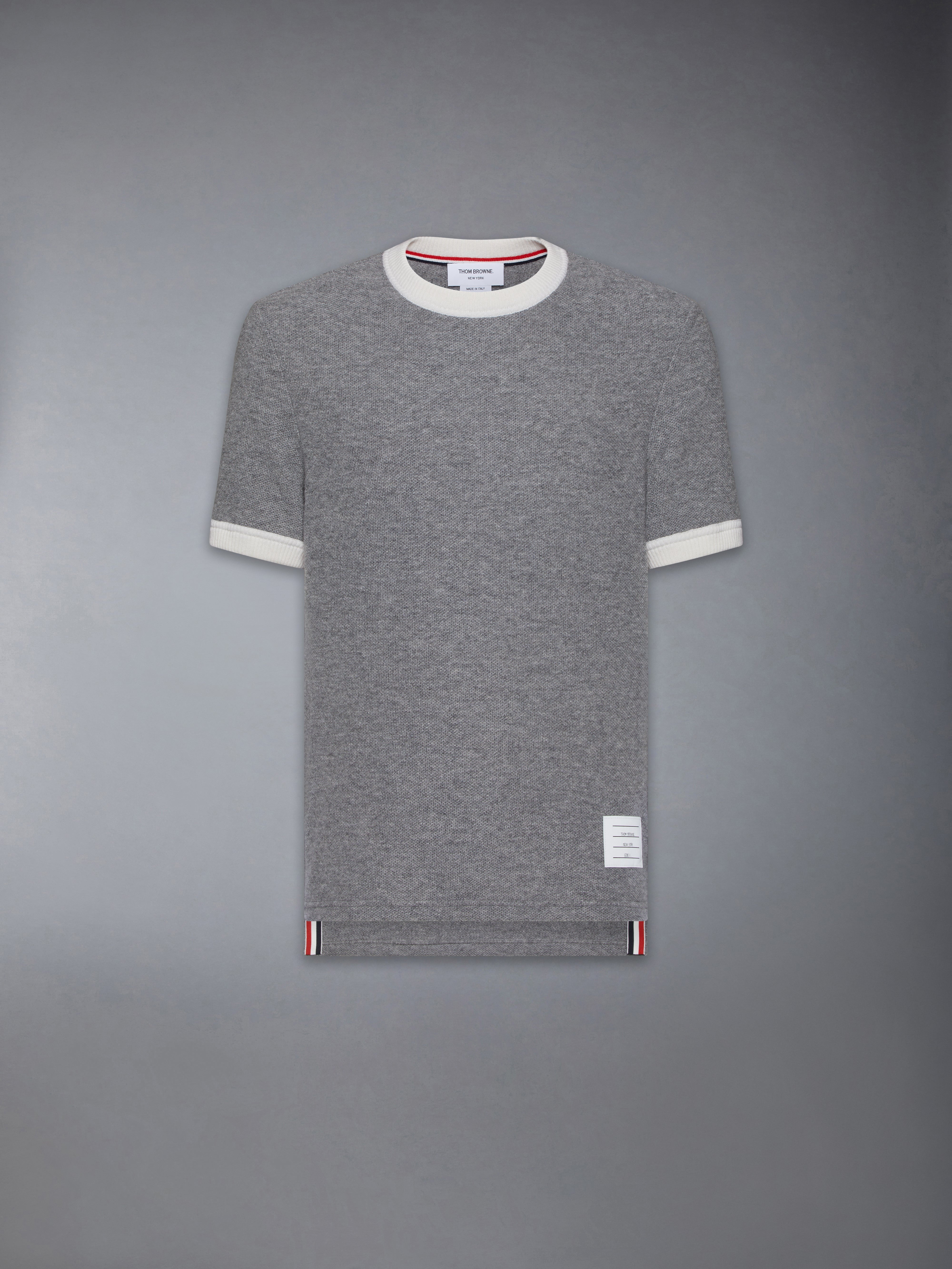 CASHMERE PIQUET SHORT SLEEVE RINGER TEE - 1