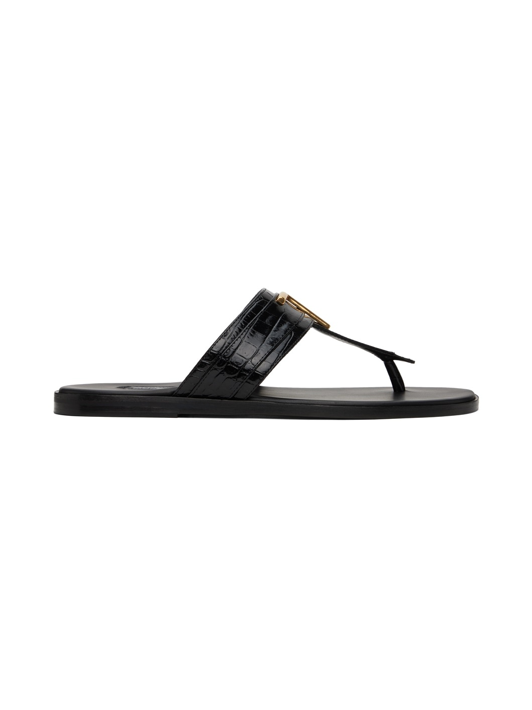 Black Croc Brighton Sandals - 1