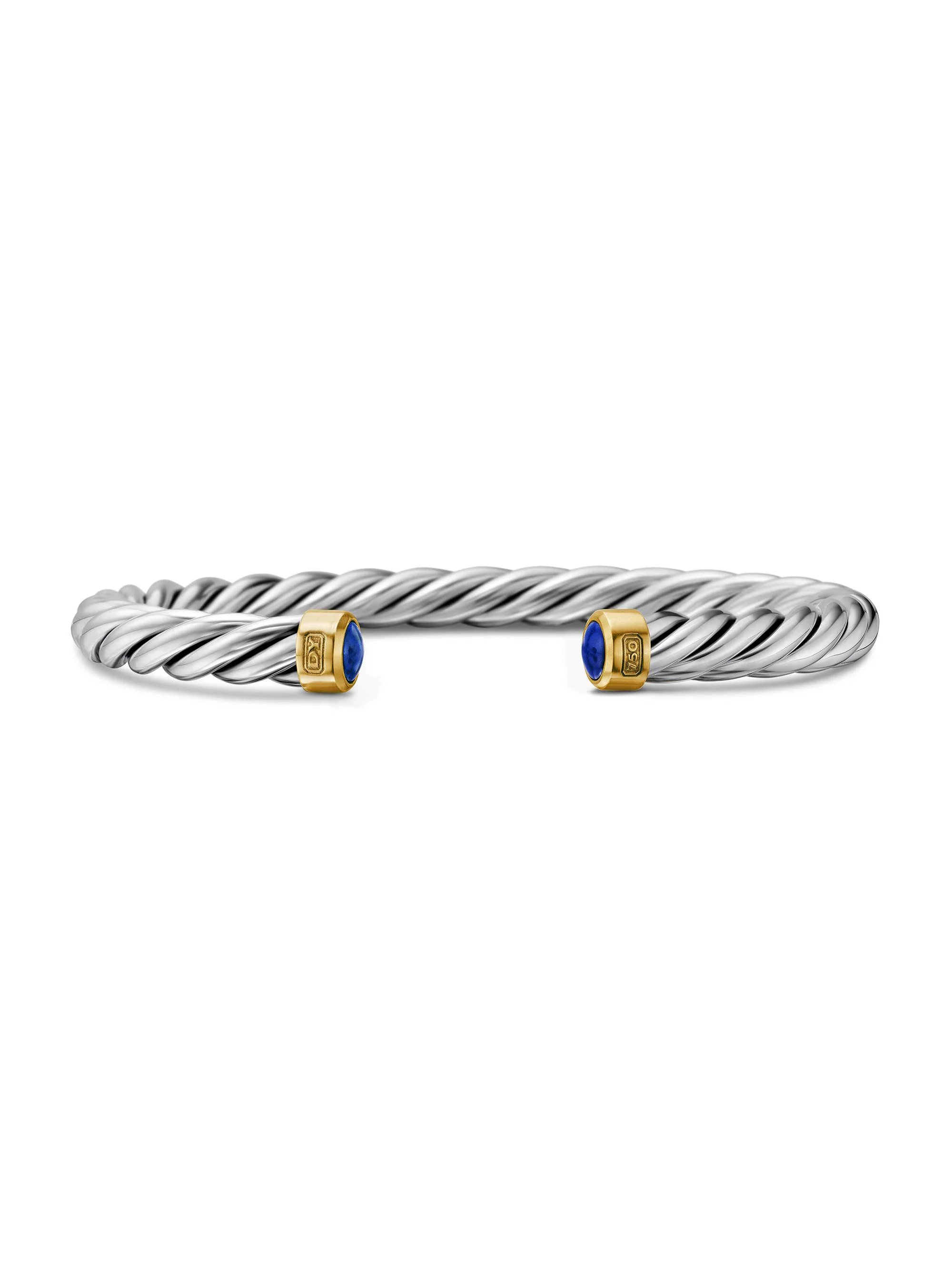 Men's Cable Cuff Bracelet in Sterling Silver - Lapis - 1