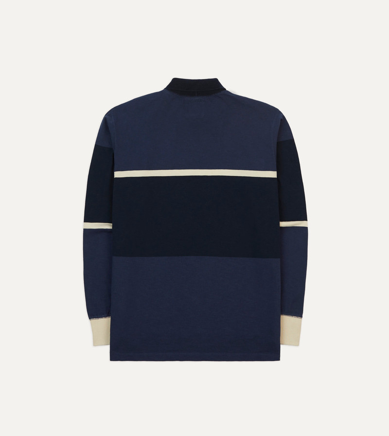 Navy and Ecru Stripe Mock Collar Long-Sleeve Jersey 6