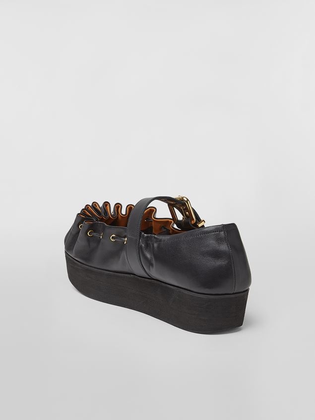 NAPPA LEATHER BALLERINA WITH ROUCHED ROUNDED CAPTOE - 3