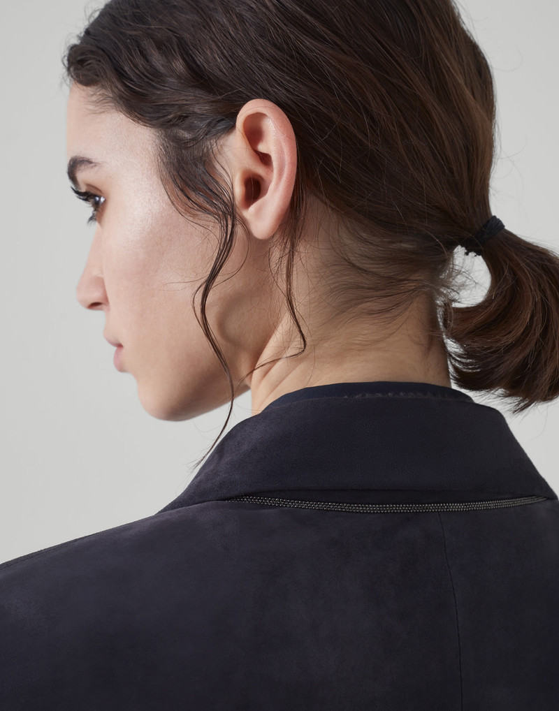 Suede blazer with monili 3