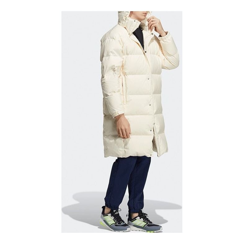 adidas 800 Solid Color Loose Detachable mid-length Down Jacket Couple Style Beige H23086 - 1