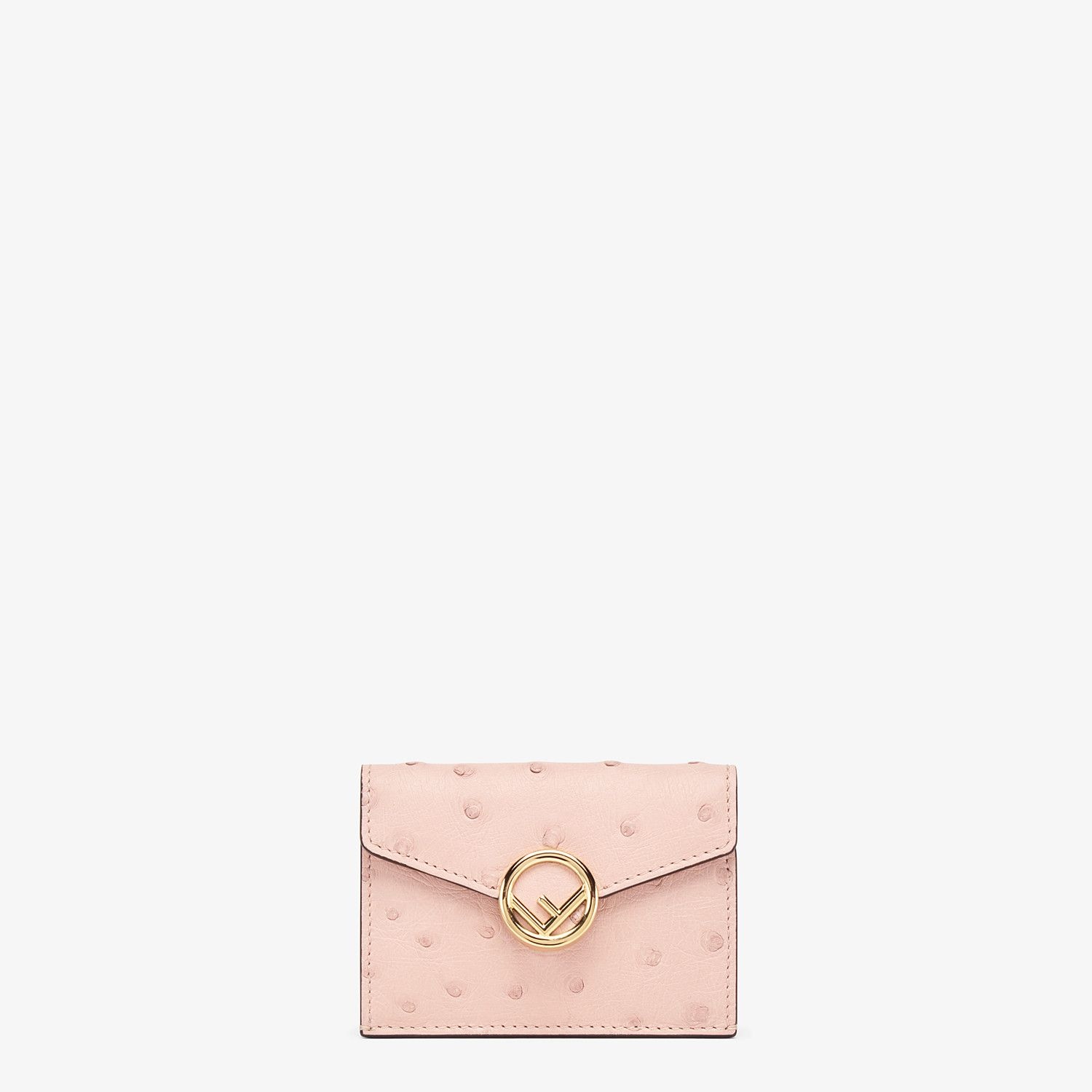 Pink ostrich leather wallet - 1