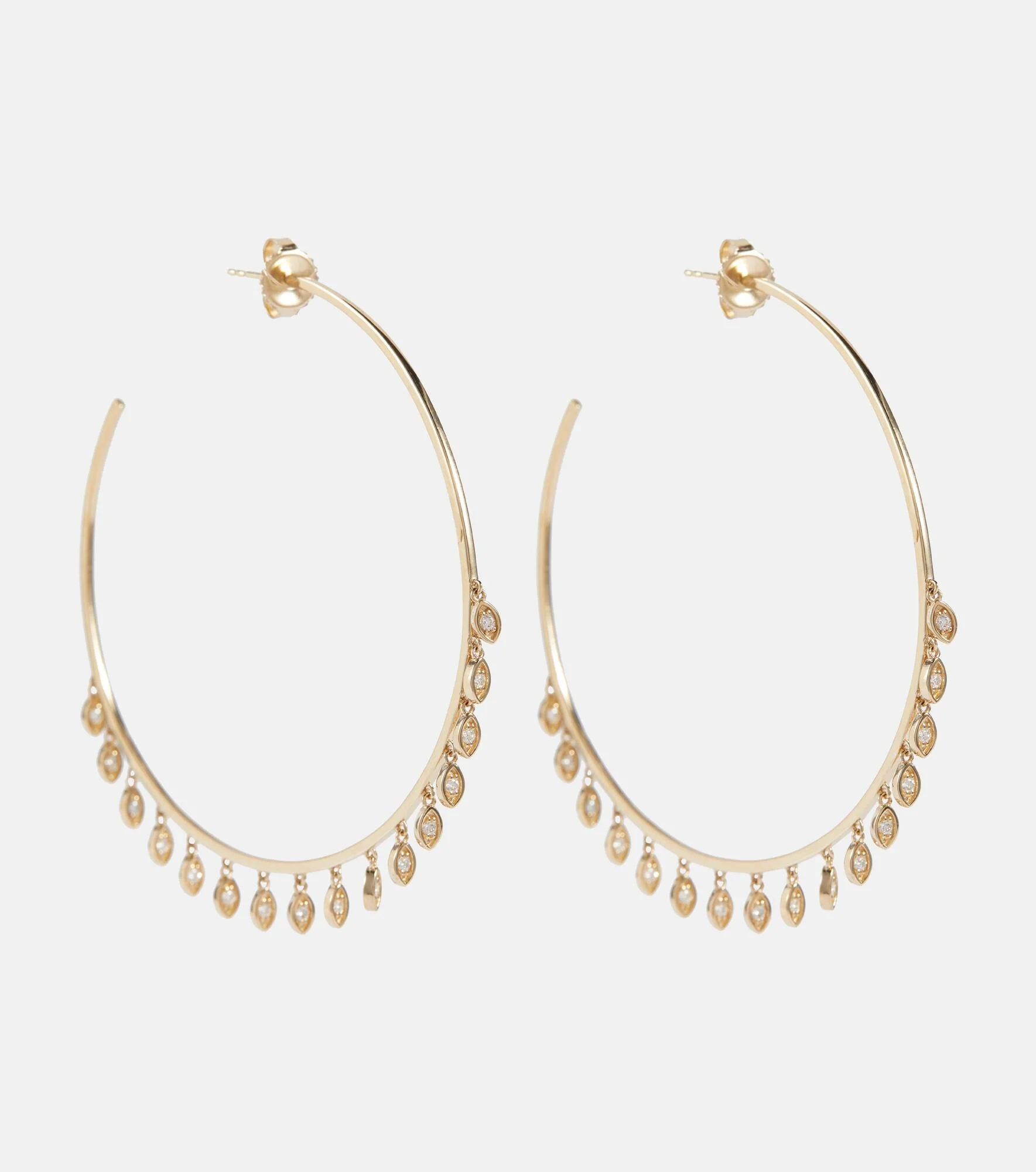 14kt gold hoop earrings with diamonds - 1