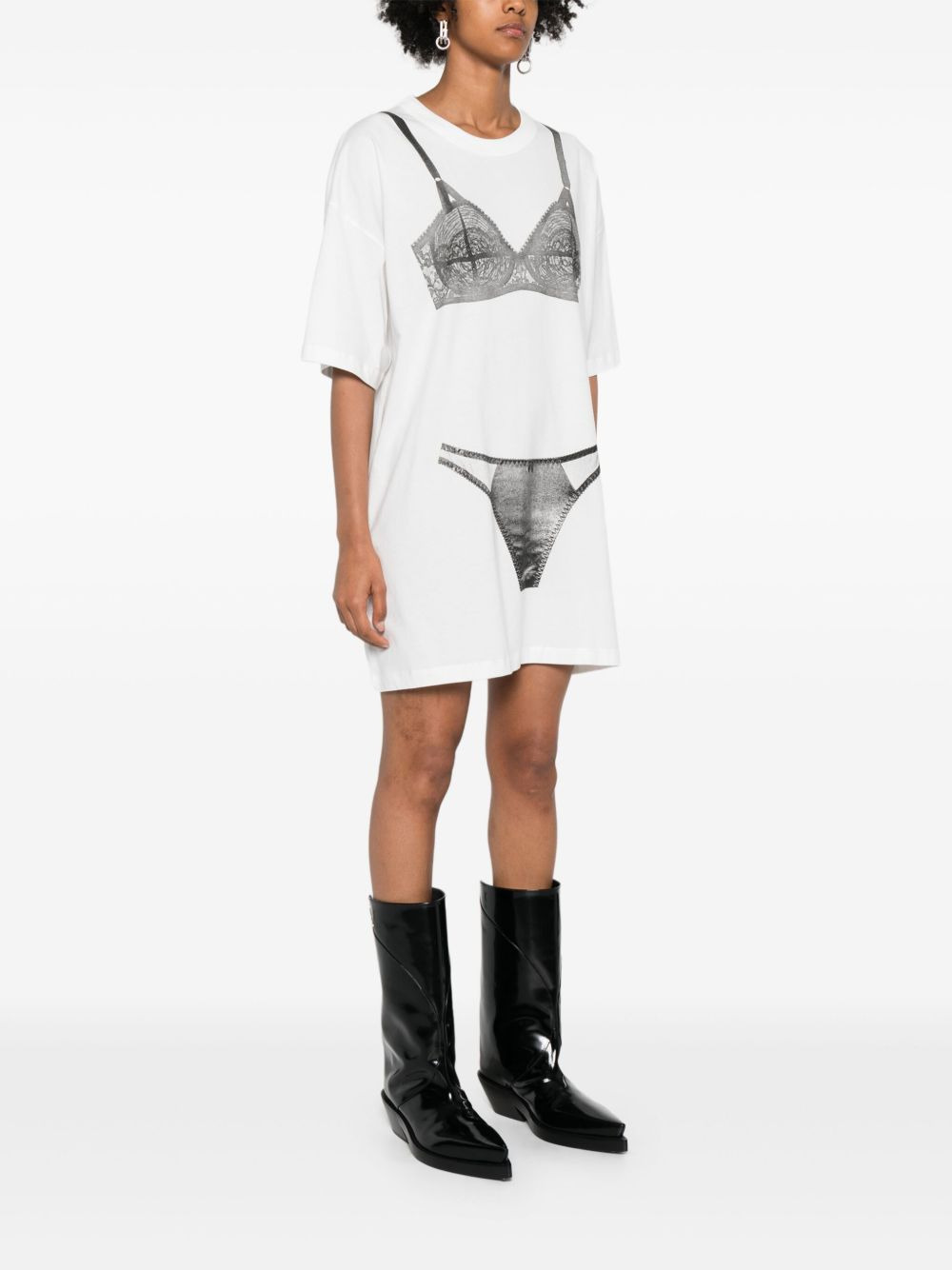 lingerie-print cotton T-shirt - 3