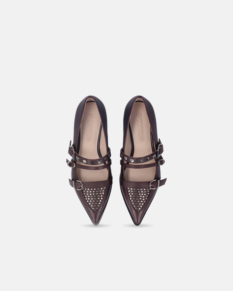 POINTED-TOE LEATHER BALLERINAS WITH STUDS 9