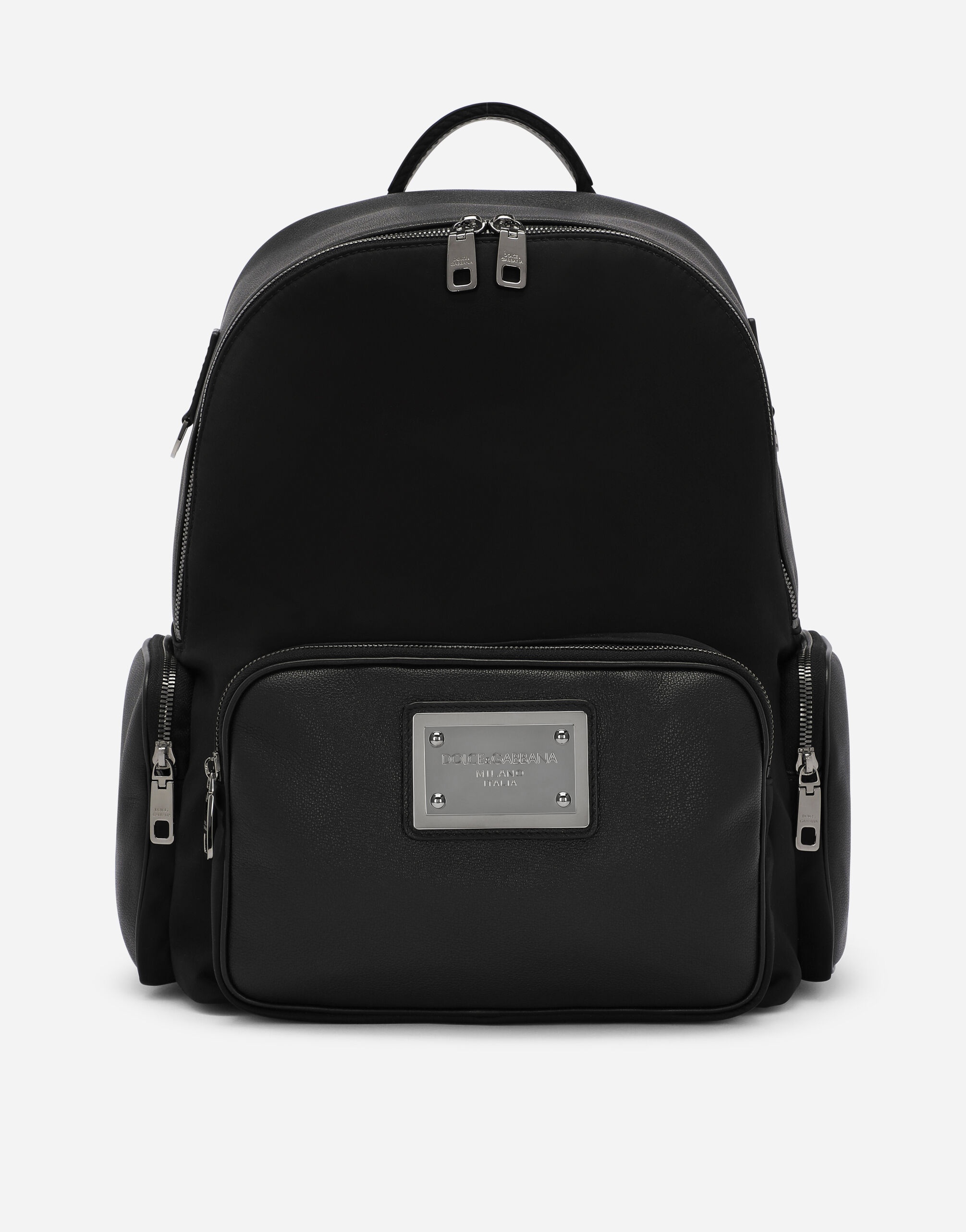 Grainy calfskin and nylon backpack - 1