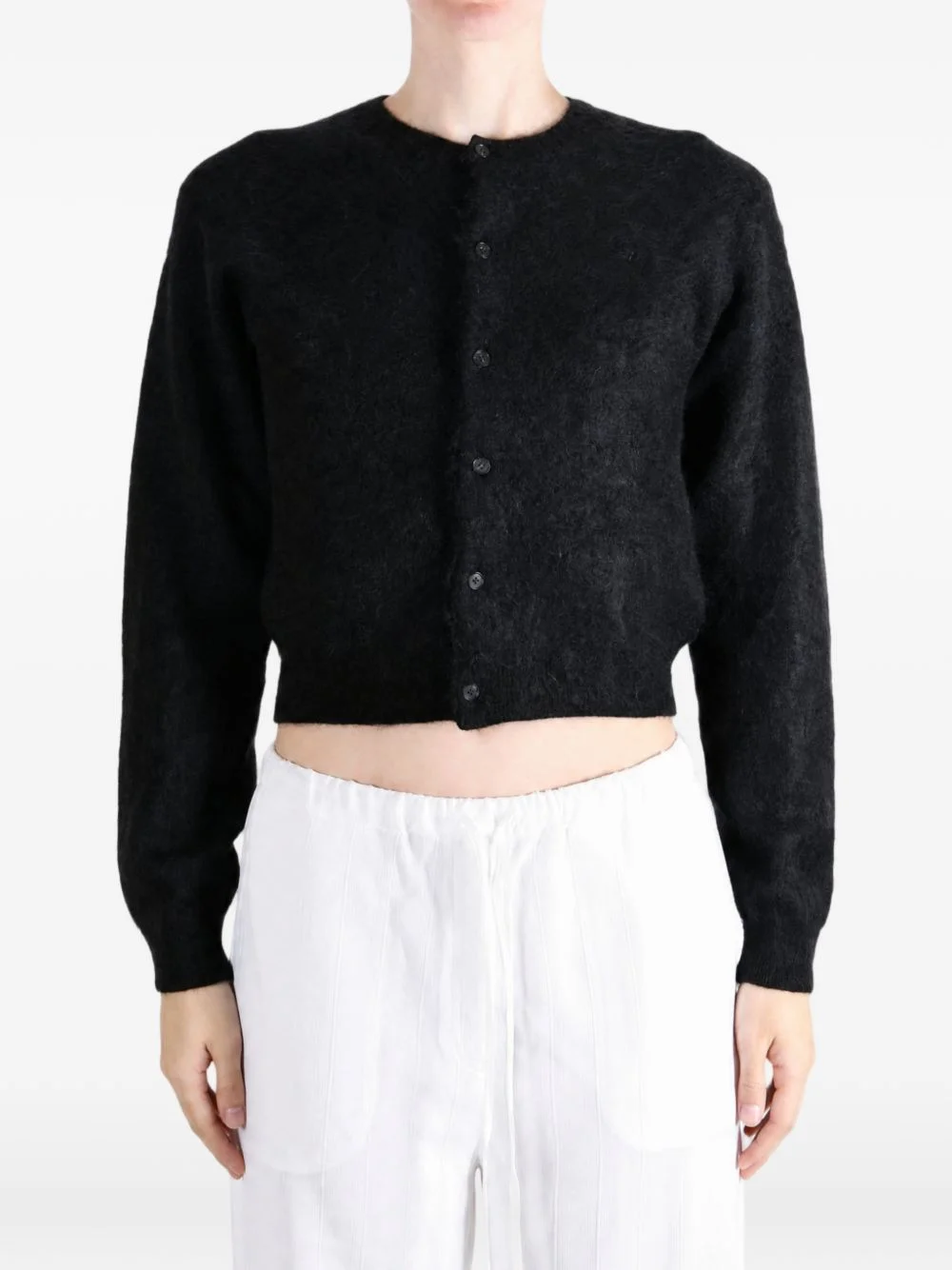 garment-dyed brushed-knit cropped cardigan - 1