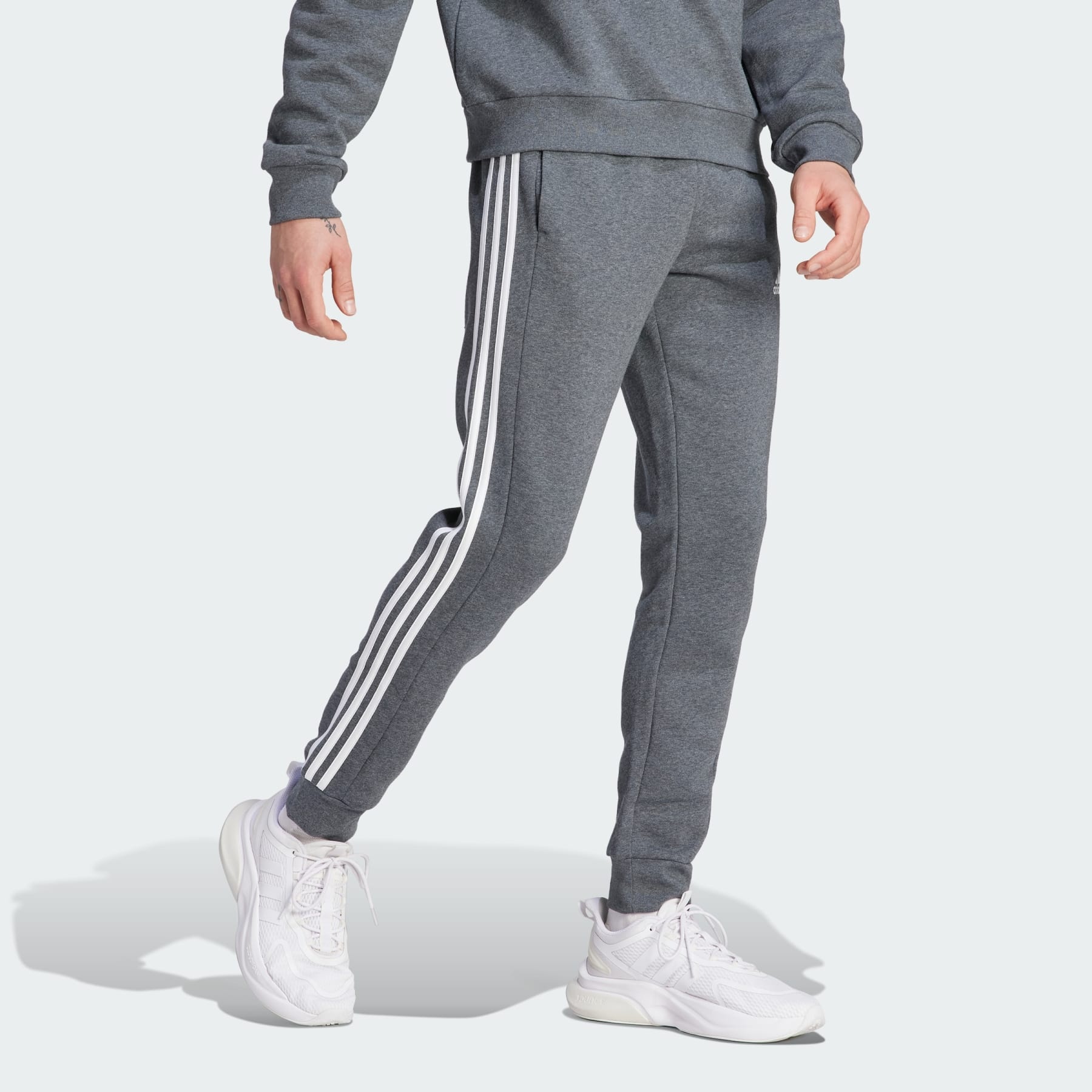 Essentials Fleece 3-Stripes Tapered Cuff Pants - 4