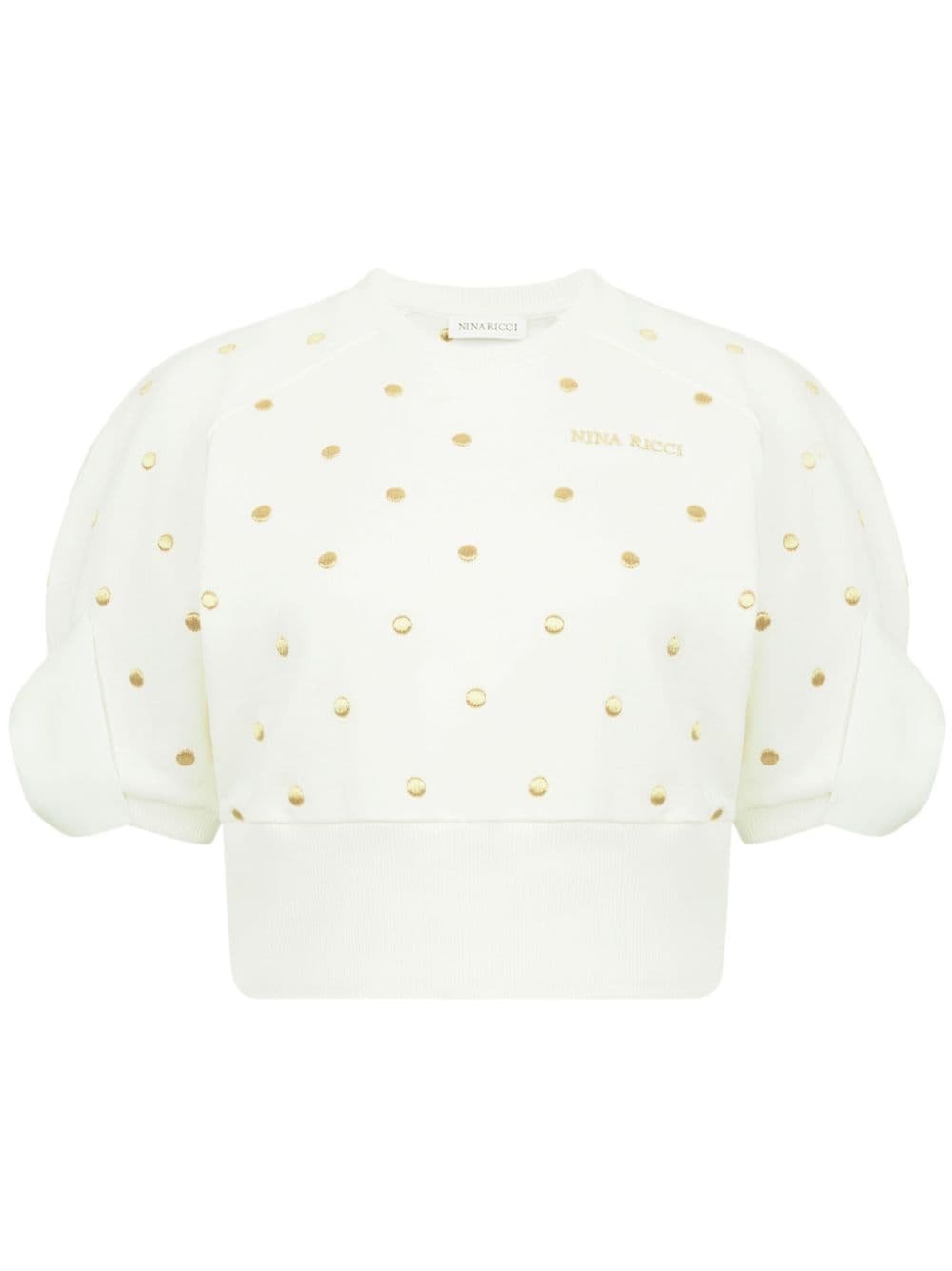 polka dot-embroidered cropped sweatshirt - 1