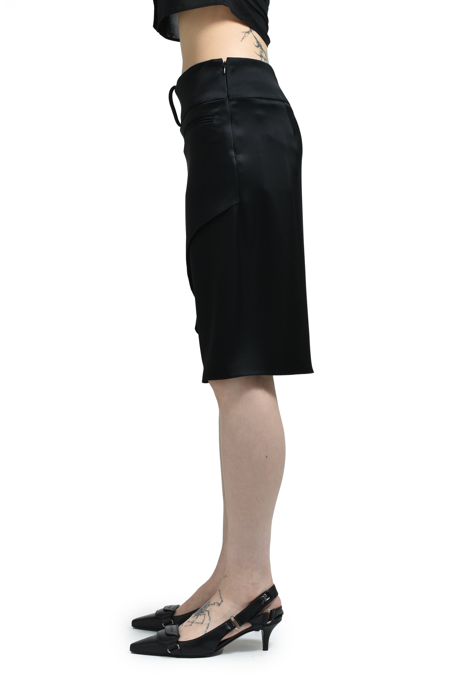 INIFINITY SATIN SKIRT / BLK - 3