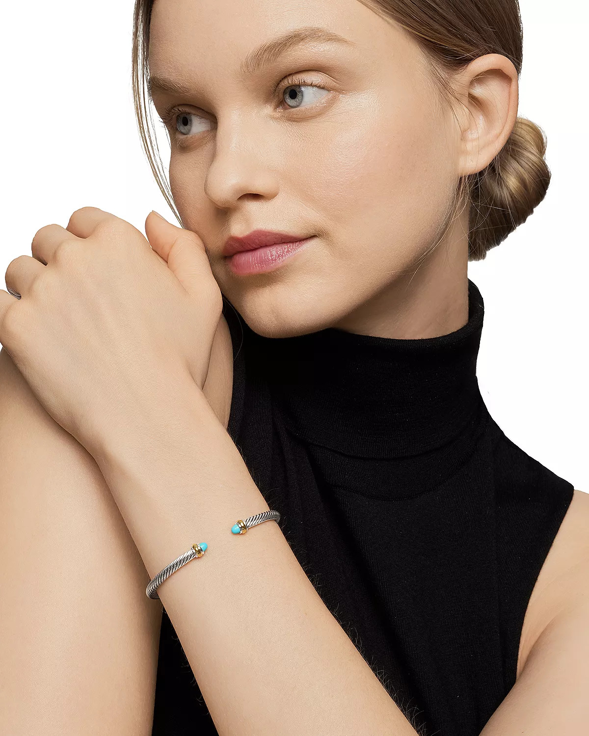 Cable Classic Bracelet with Gemstones, 18K Yellow Gold & Sterling Silver, 4mm - 5