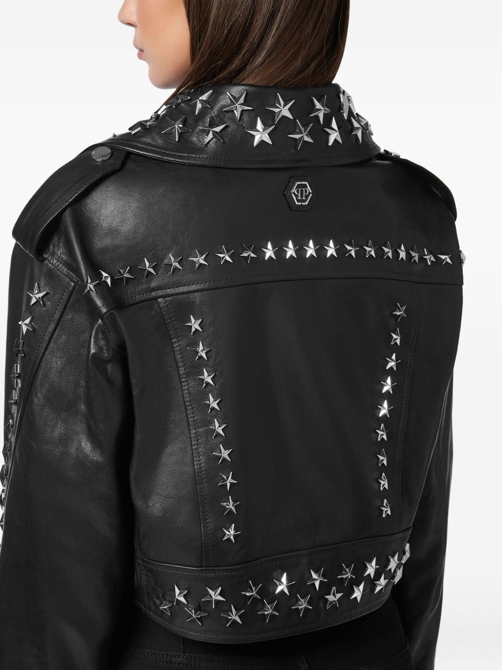 star stud-embellished biker jacket - 6