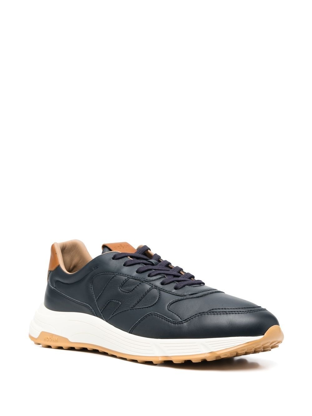 leather embossed-logo sneakers - 2