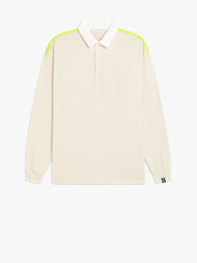 BONE WHITE X YELLOW COTTON RUGBY SHIRT | GJM-201 1