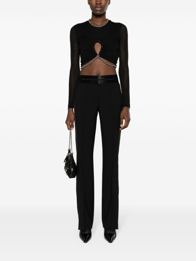 Helmut Lang satin-trimmed bootcut trousers outlook