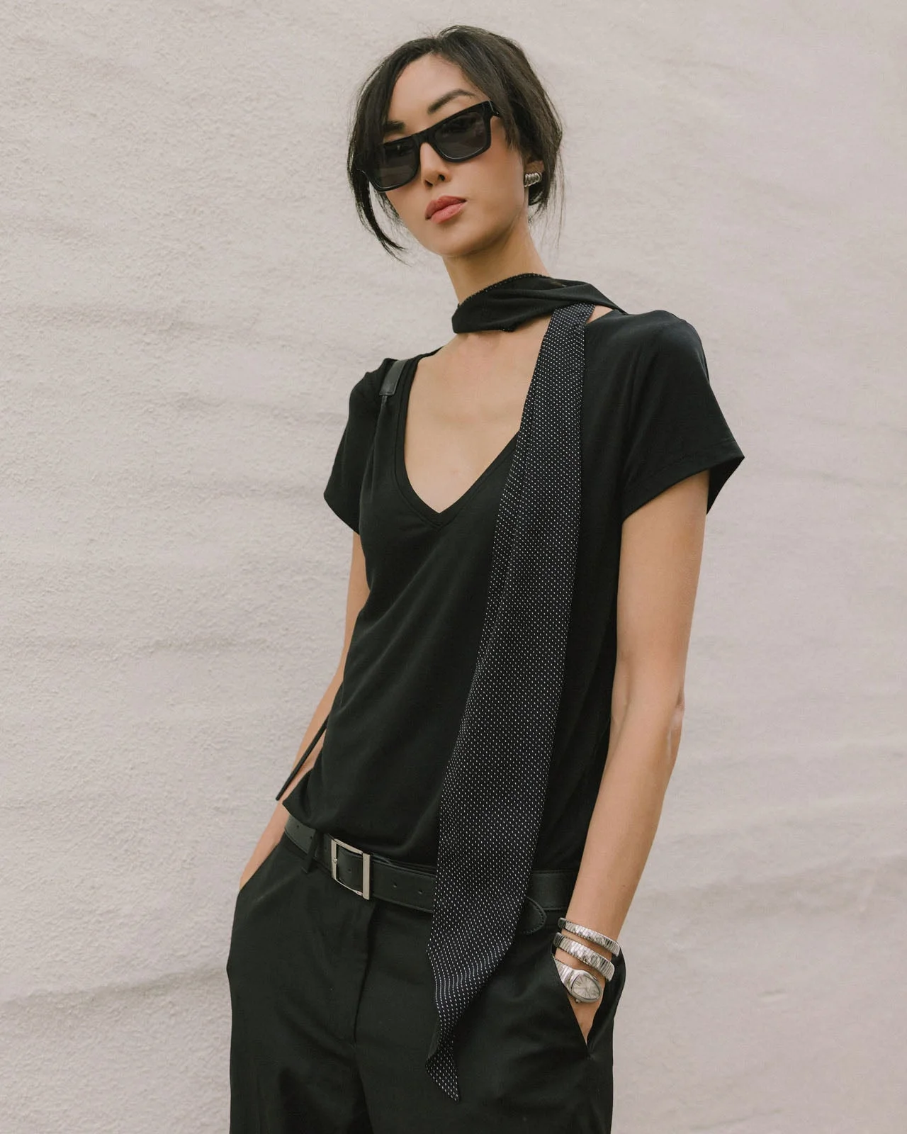 Splendid x @Chrisellelim: The Chriselle V-neck Tee & Scarf Set - 1