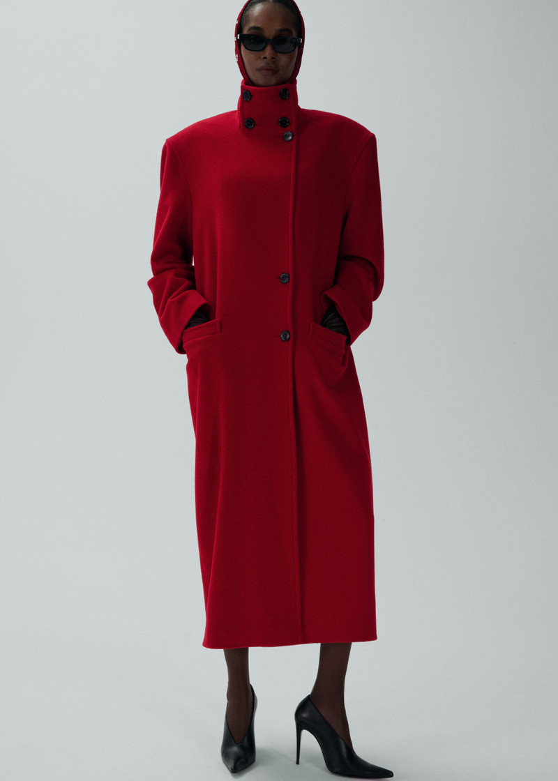 MAGDA BUTRYM Oversized high collar wool coat in red outlook