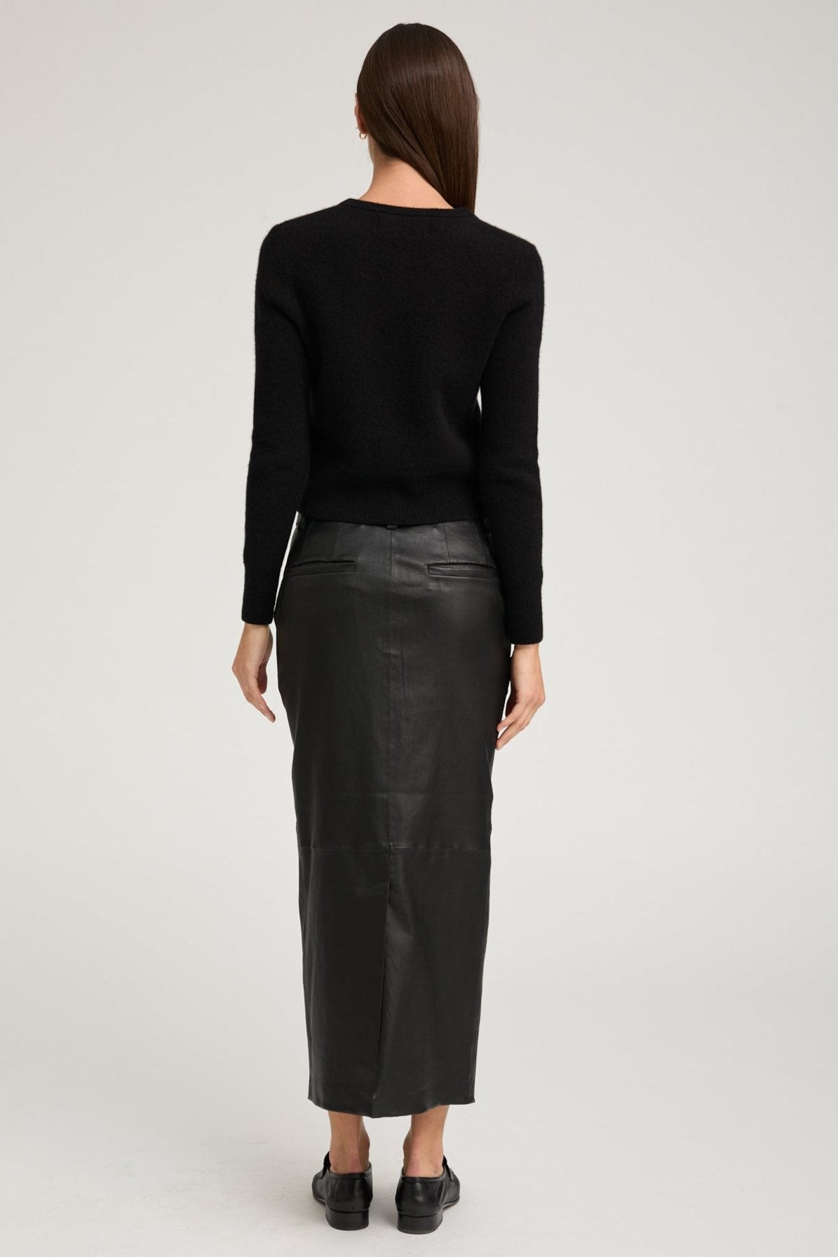 BLACK LEATHER TROUSER SKIRT - 4