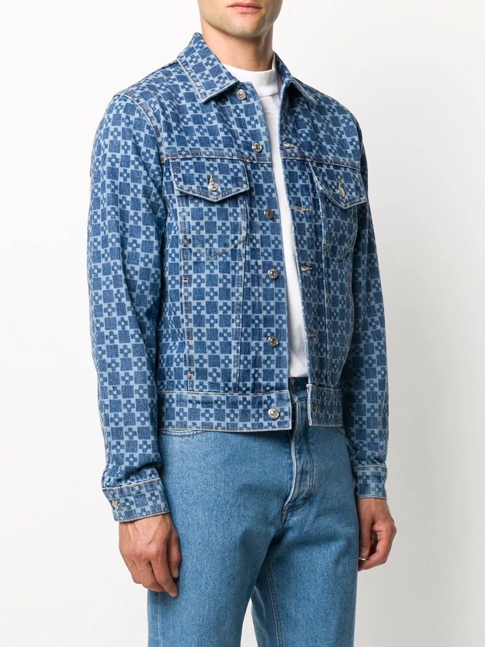 cross-pattern denim jacket - 3