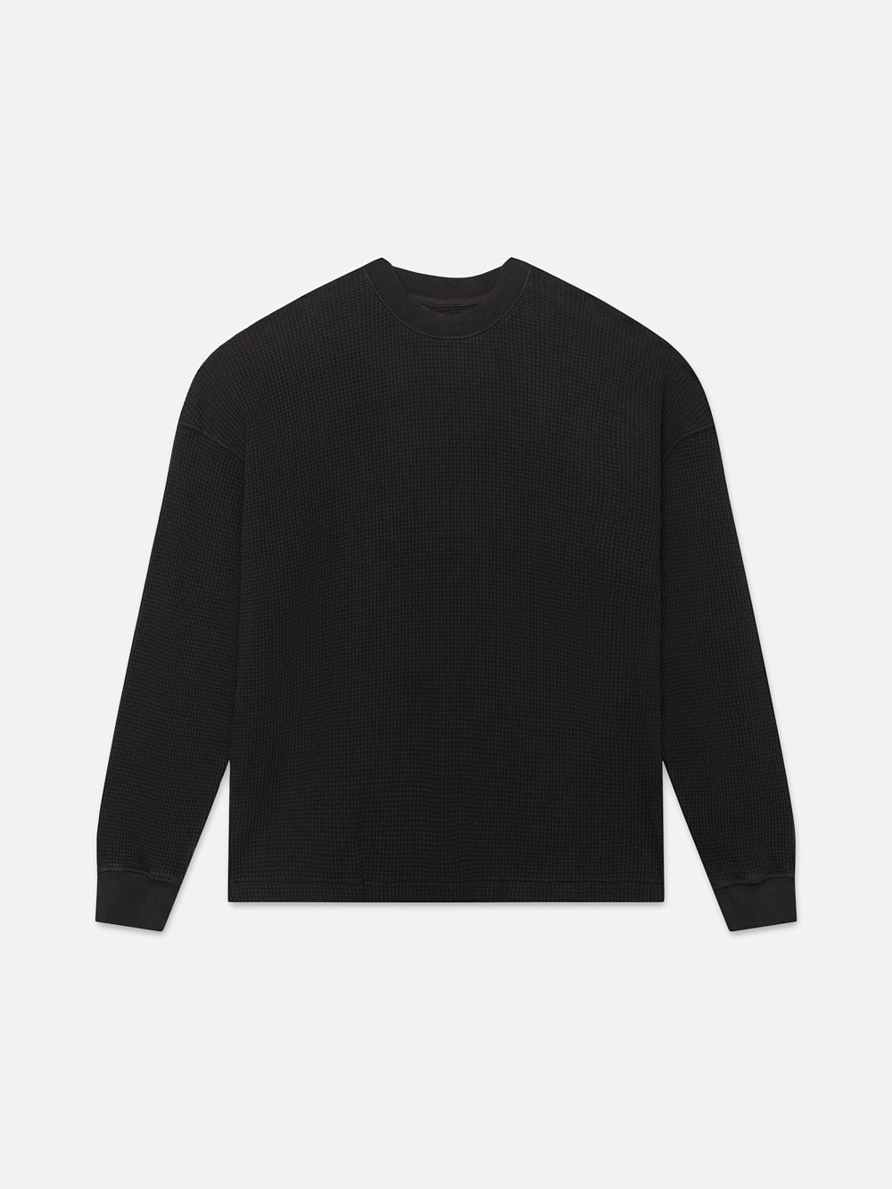 Waffle Textured Jersey Long Sleeve in Washed Black - 1