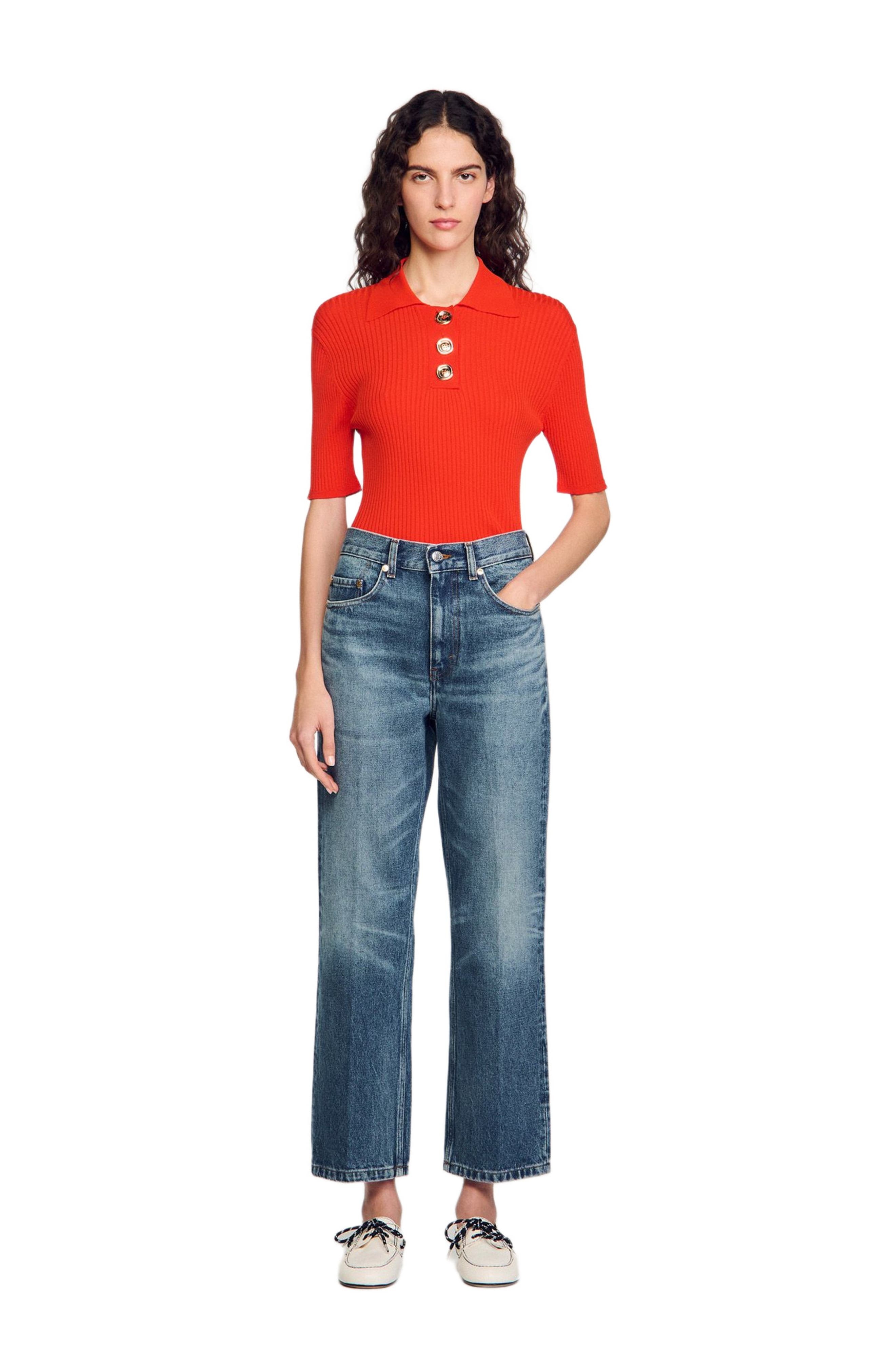 SANDRO Polo-neck sweater in Poppy at Nordstrom - 6