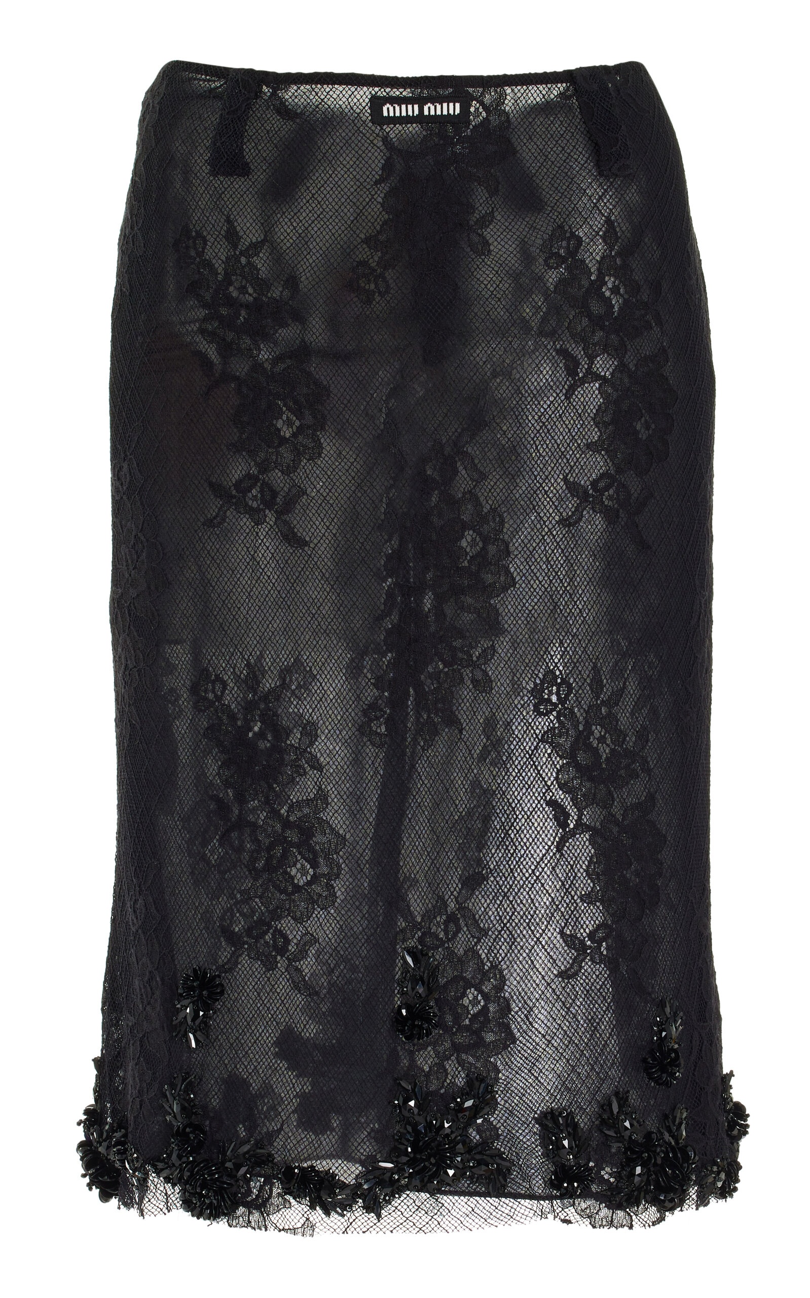 Miu Miu Embroidered Lace Midi Skirt black | modaoperandi