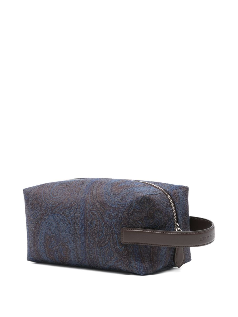 paisley-pattern leather-handle wash bag - 2