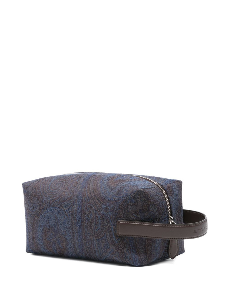 Etro paisley-pattern leather-handle wash bag outlook