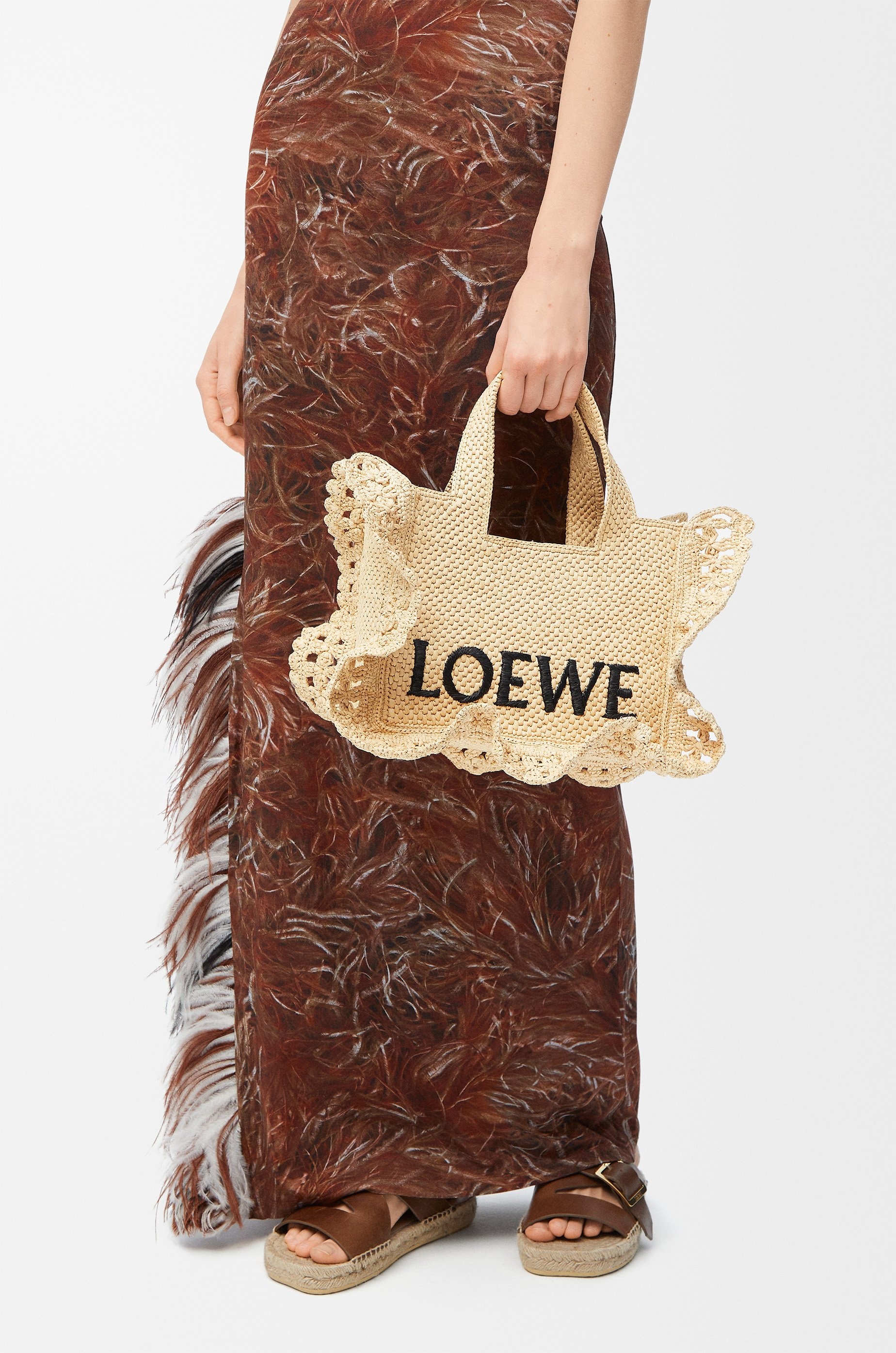 Small LOEWE Font tote in raffia - 2