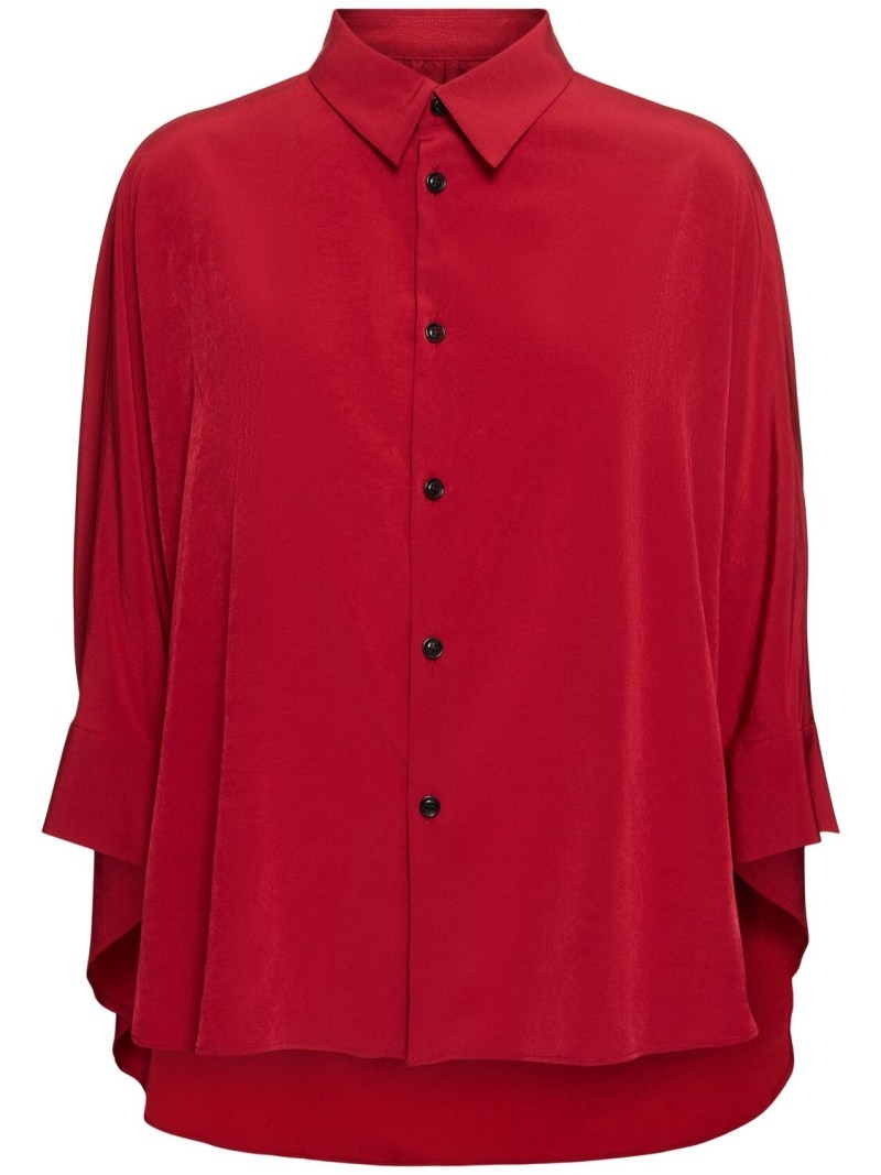 Crepe de chine half sleeve cape shirt - 1