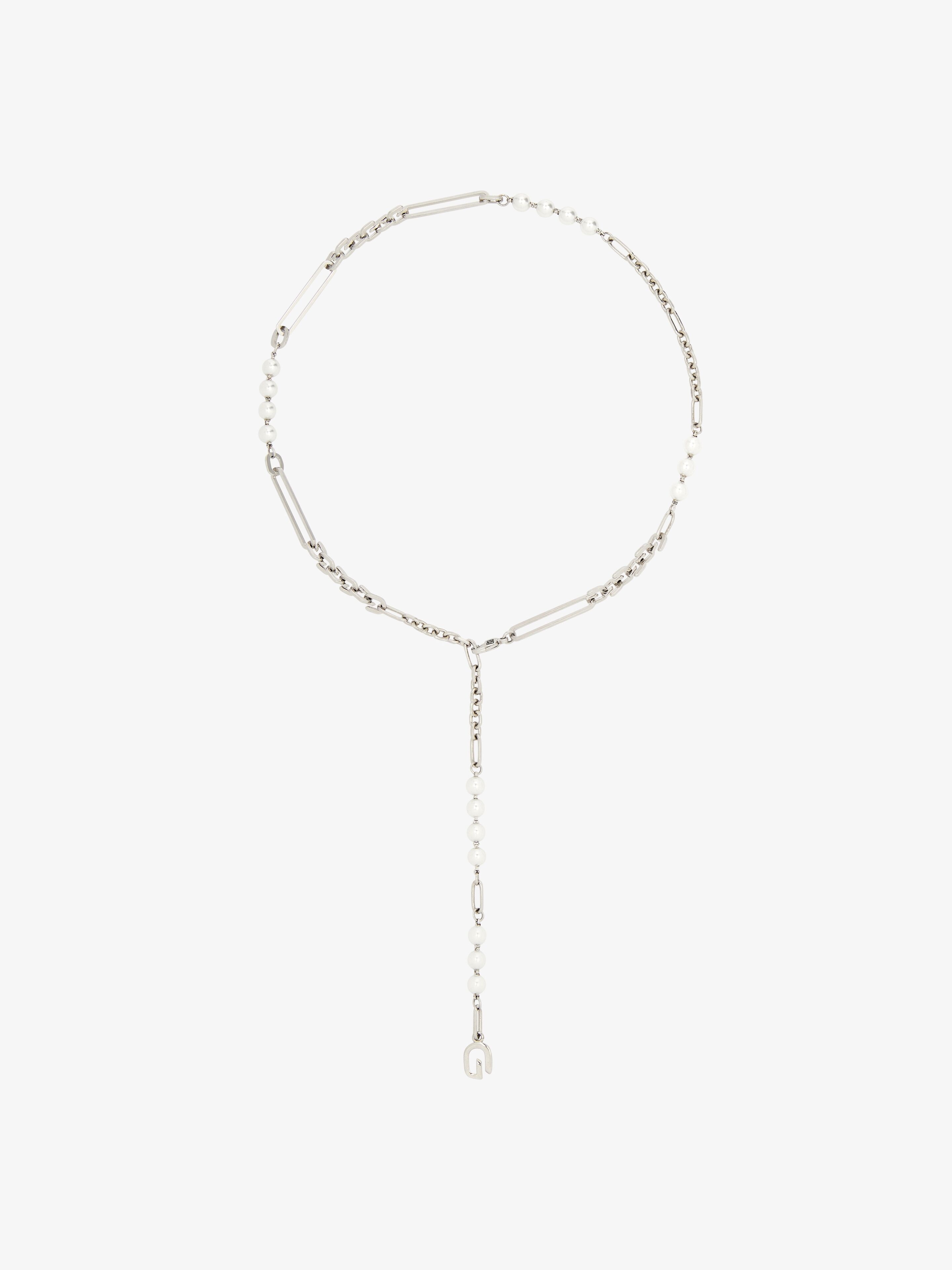 Givenchy G LINK NECKLACE IN METAL WITH PEARLS REVERSIBLE