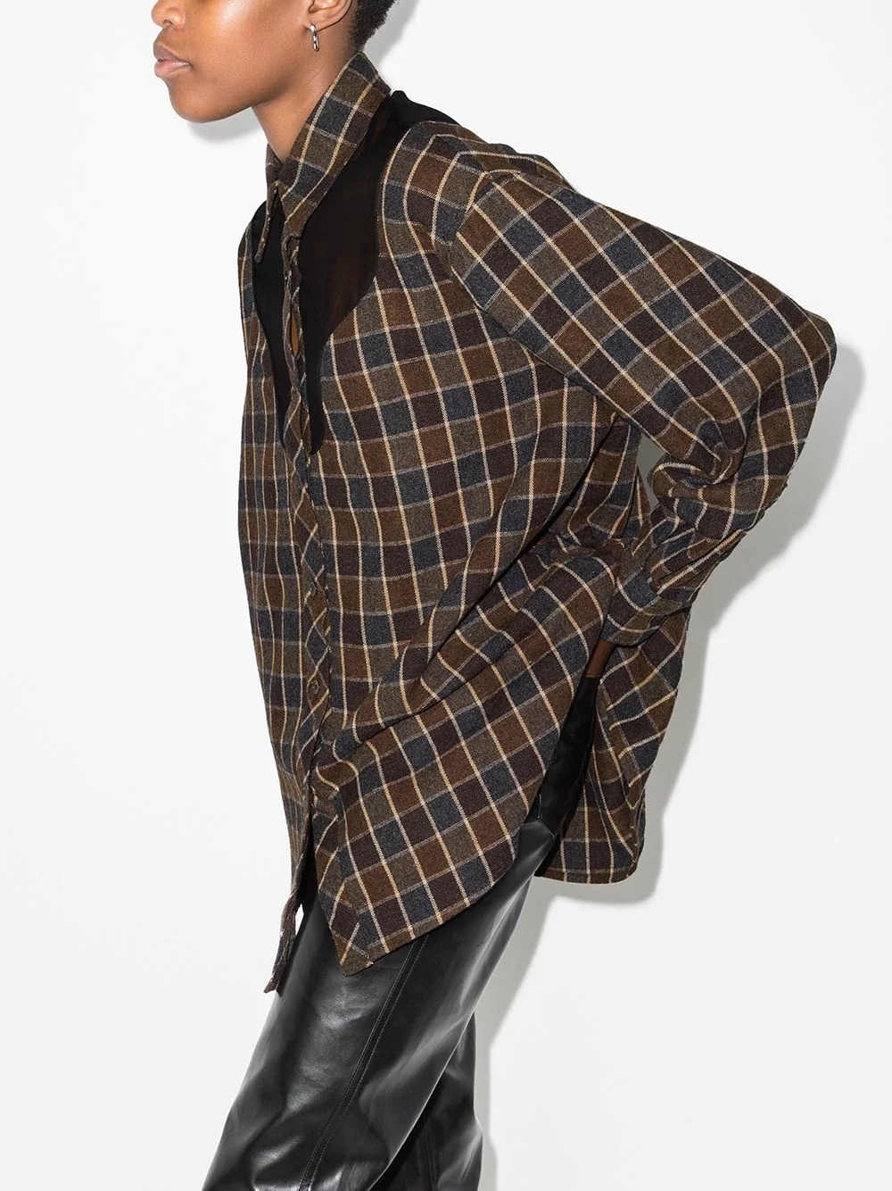 Lend sheer-panel checked shirt - 2