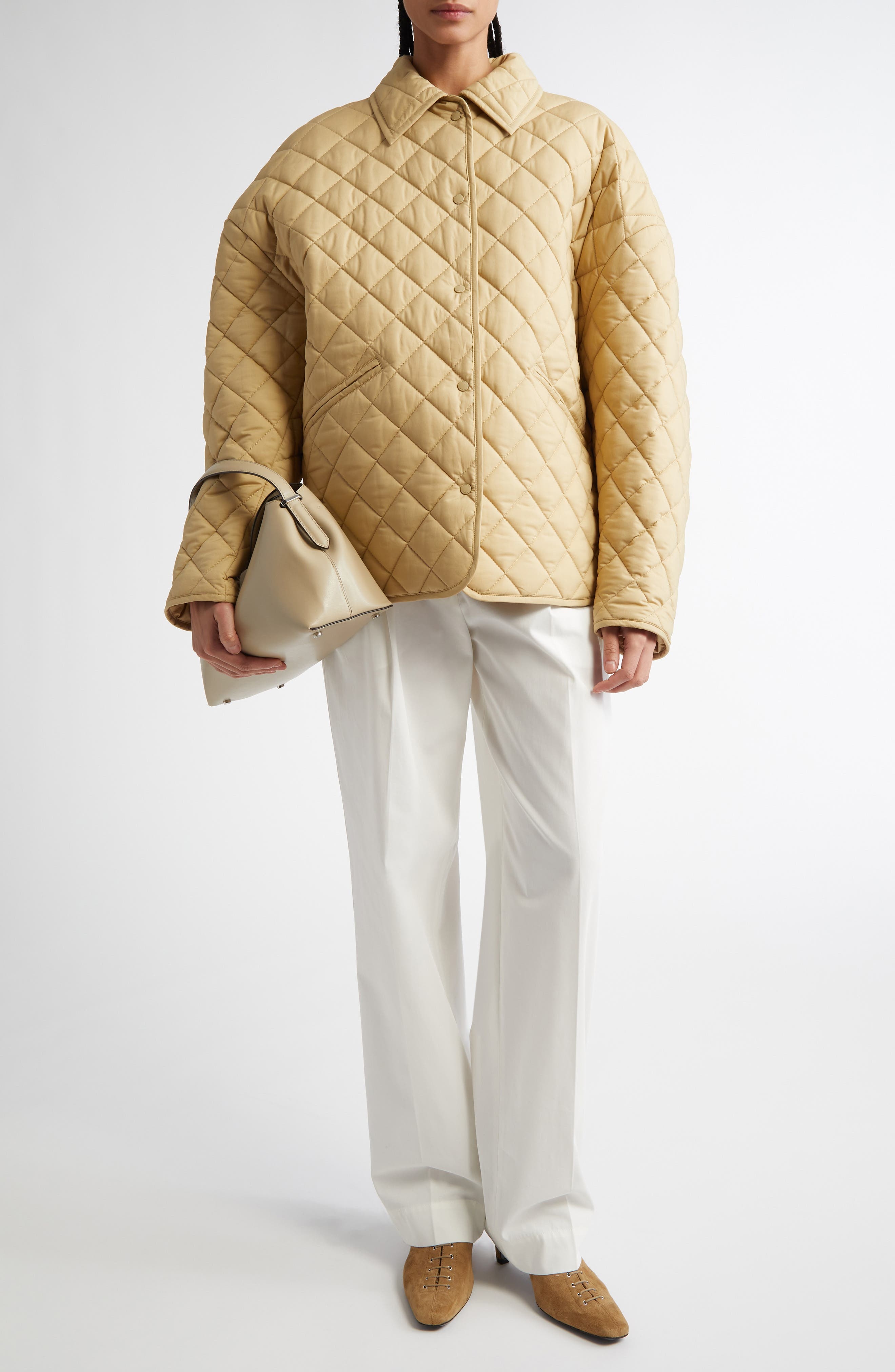 TOTEME Oversize Quilted Jacket in Desert at Nordstrom - 2