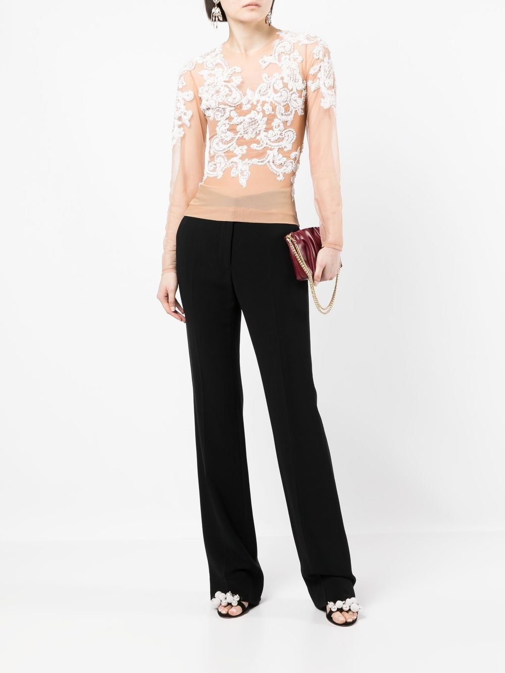 baroque-embroidered silk top - 2